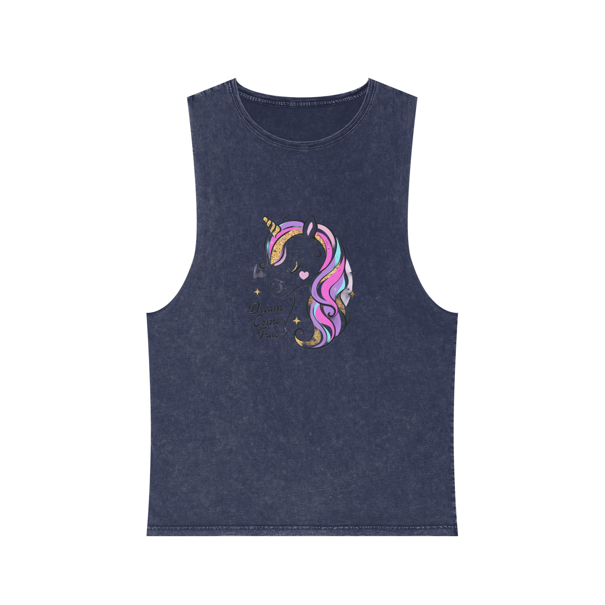 Art Beautiful Cartoon Little Unicorn On A White Background Sequins Print For Clothes and T Shirts Vector Illustration Fan T Shirt Design Vector Print Unisex Stonewash Tank Top - Image 13