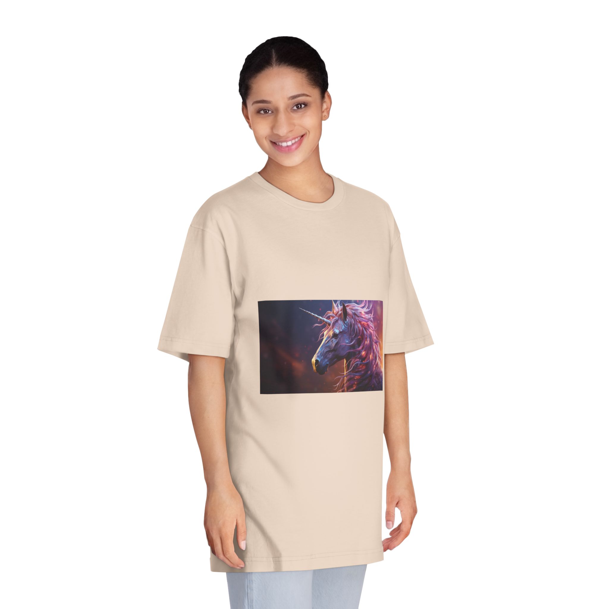 Pink 3d Mythical Unicorn With Lights Mane (1) Unisex Classic Crewneck T Shirt - Image 11