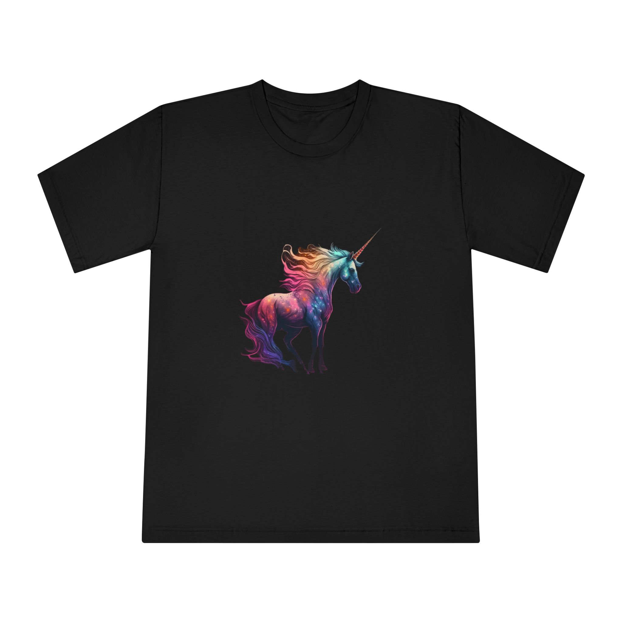 Unicorn With Colorful Mane Stars Background Generative Ai Unisex Classic Crewneck T Shirt - Image 5