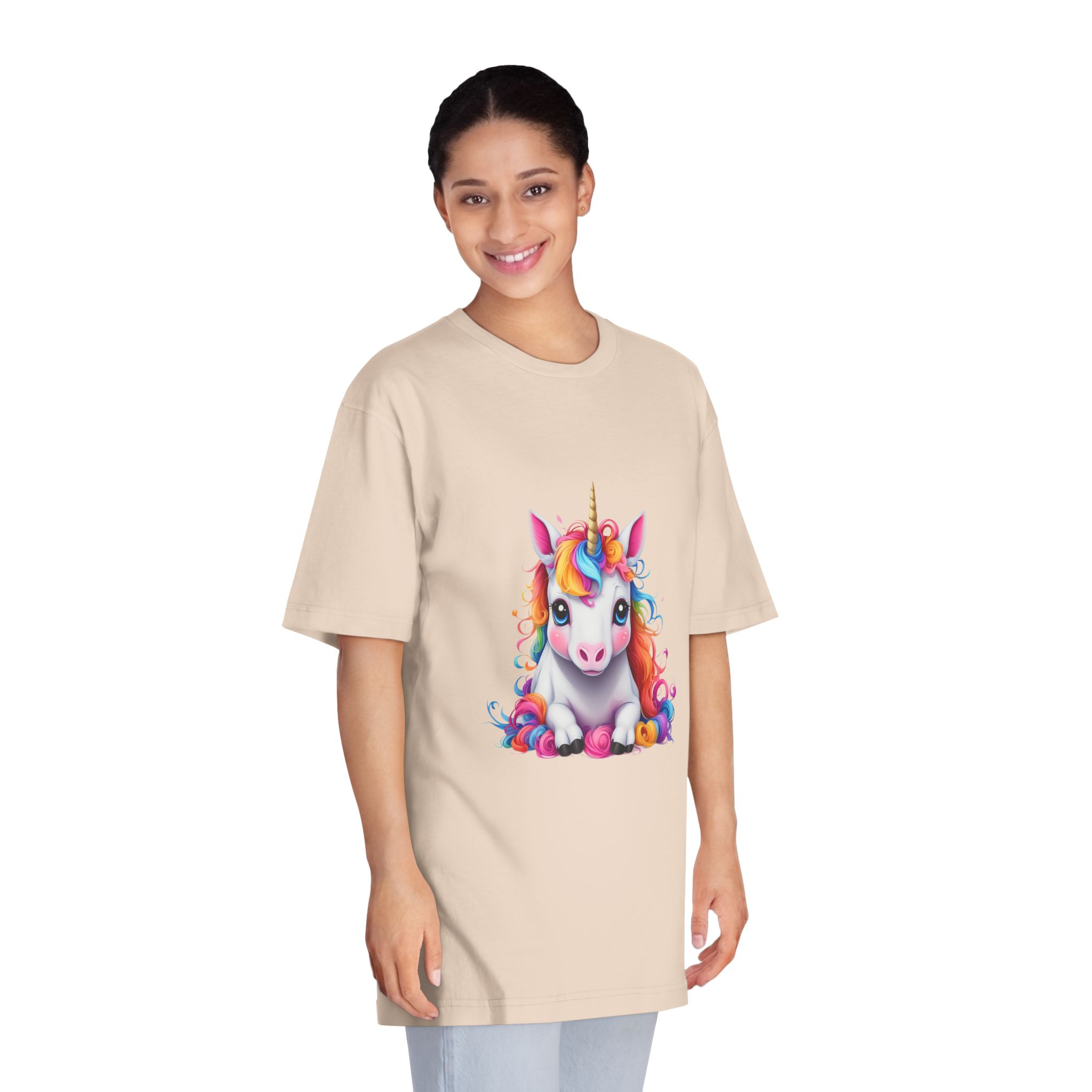 Cute Unicorn With Colorful Hair Isolated White Background Unisex Classic Crewneck T Shirt - Image 11