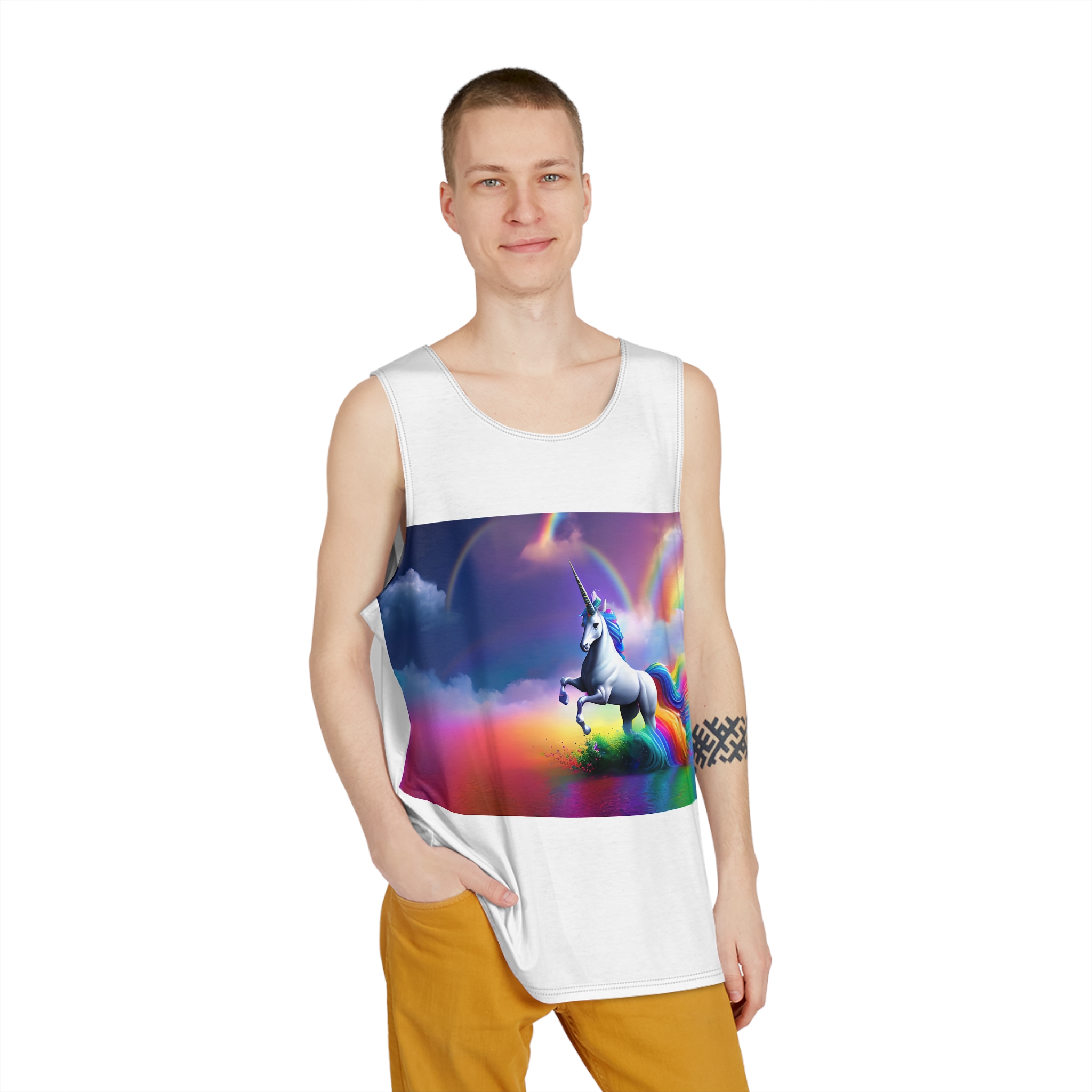 Beautiful Butterfly Unicorn Watercolors Mens Tank Aop - Image 3