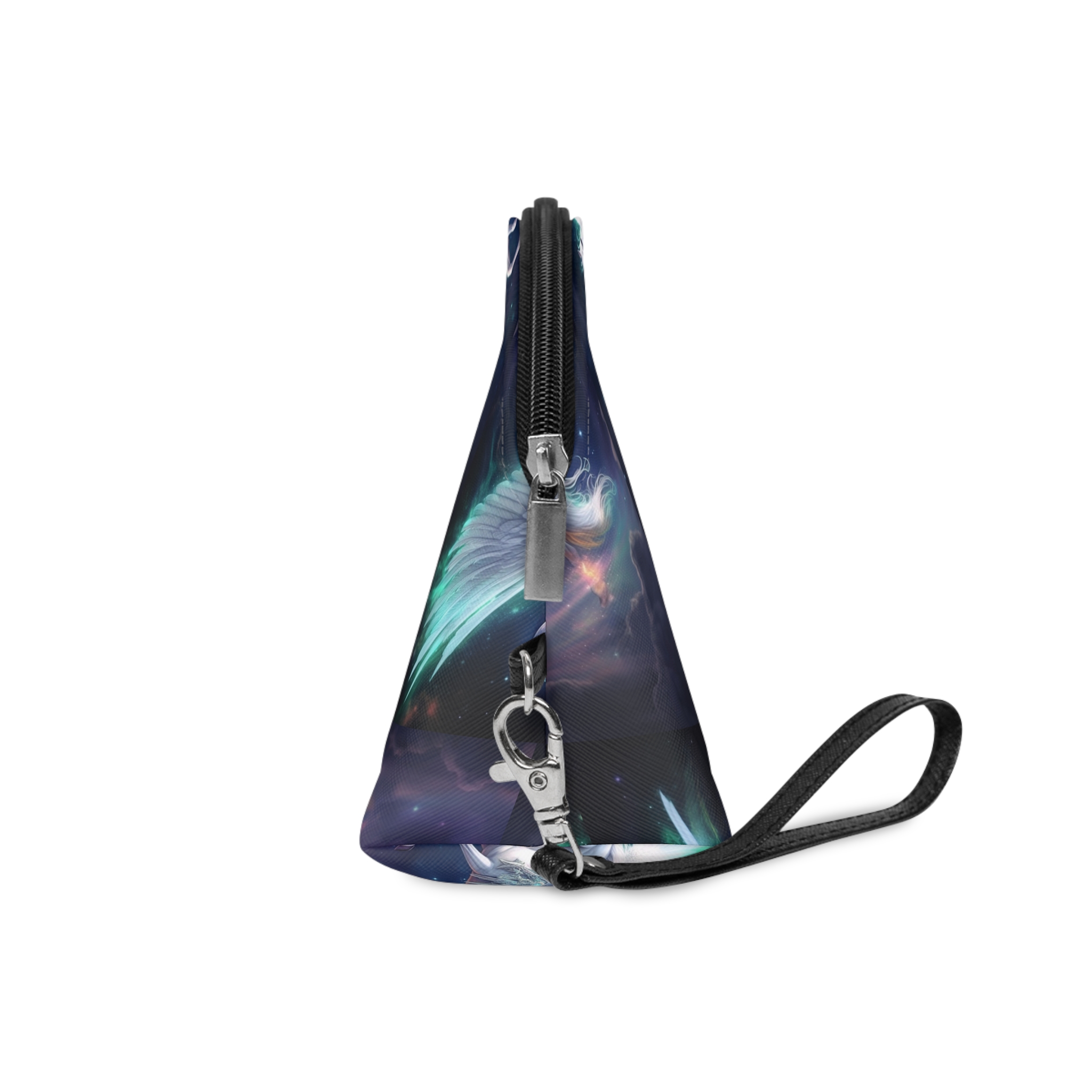 Unicorn With Wings Flying Sky With Full Moon Background Generative Ai Makeup Bag - Image 3