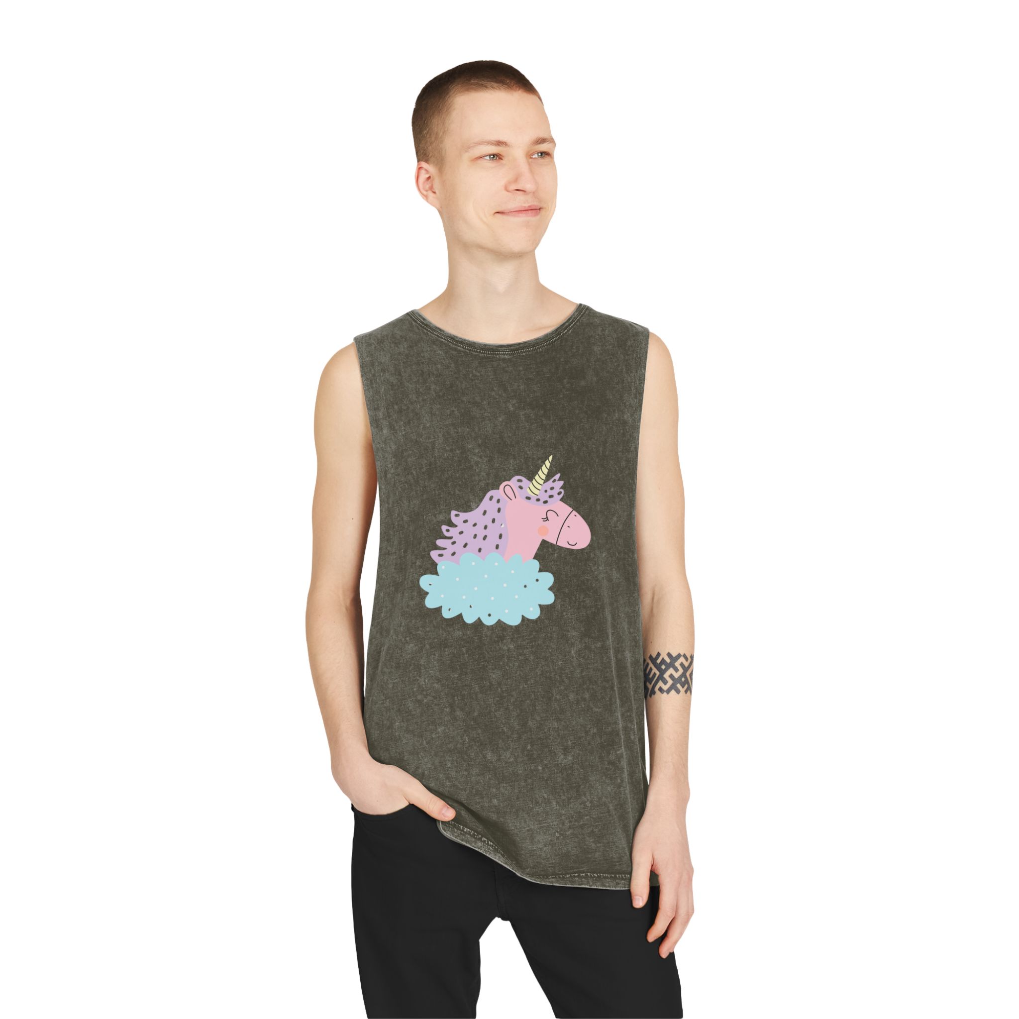 Sweetie Unicorn 184636 Unisex Stonewash Tank Top - Image 7