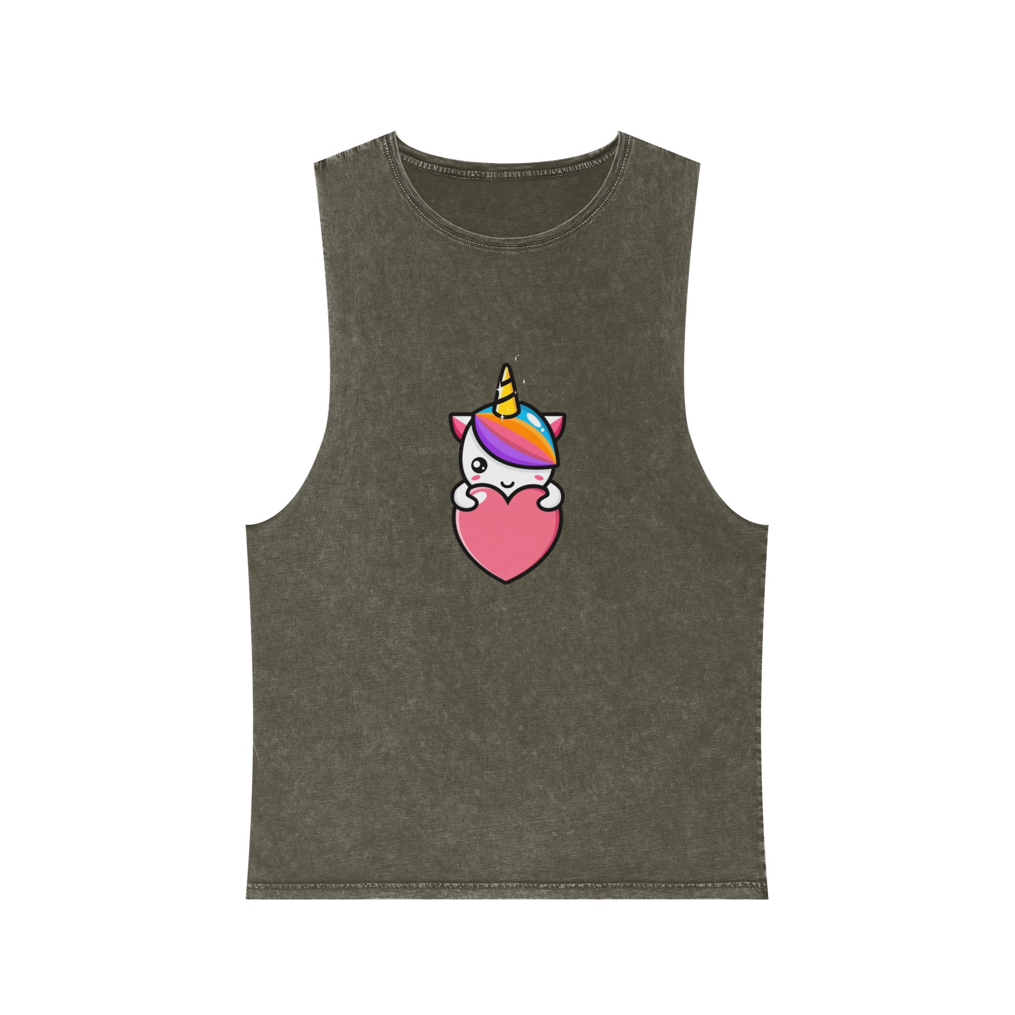 Cute Unicorn Mascot Design (7) Unisex Stonewash Tank Top - Image 5