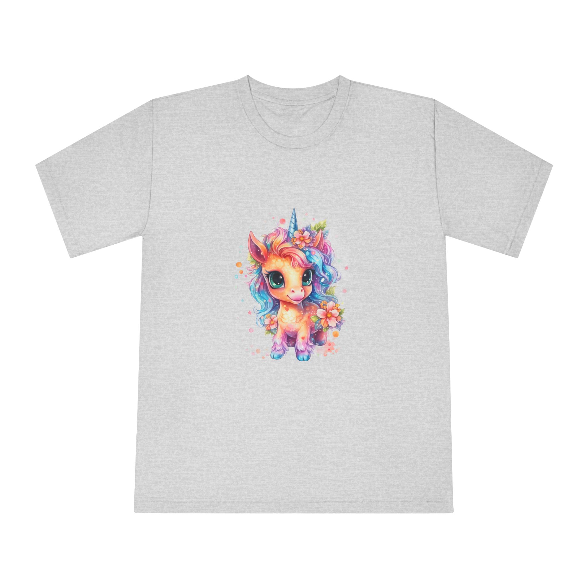 Cute Colorful Magic Unicorn With Flowers Watercolor Style (1) Copia Unisex Classic Crewneck T Shirt - Image 13