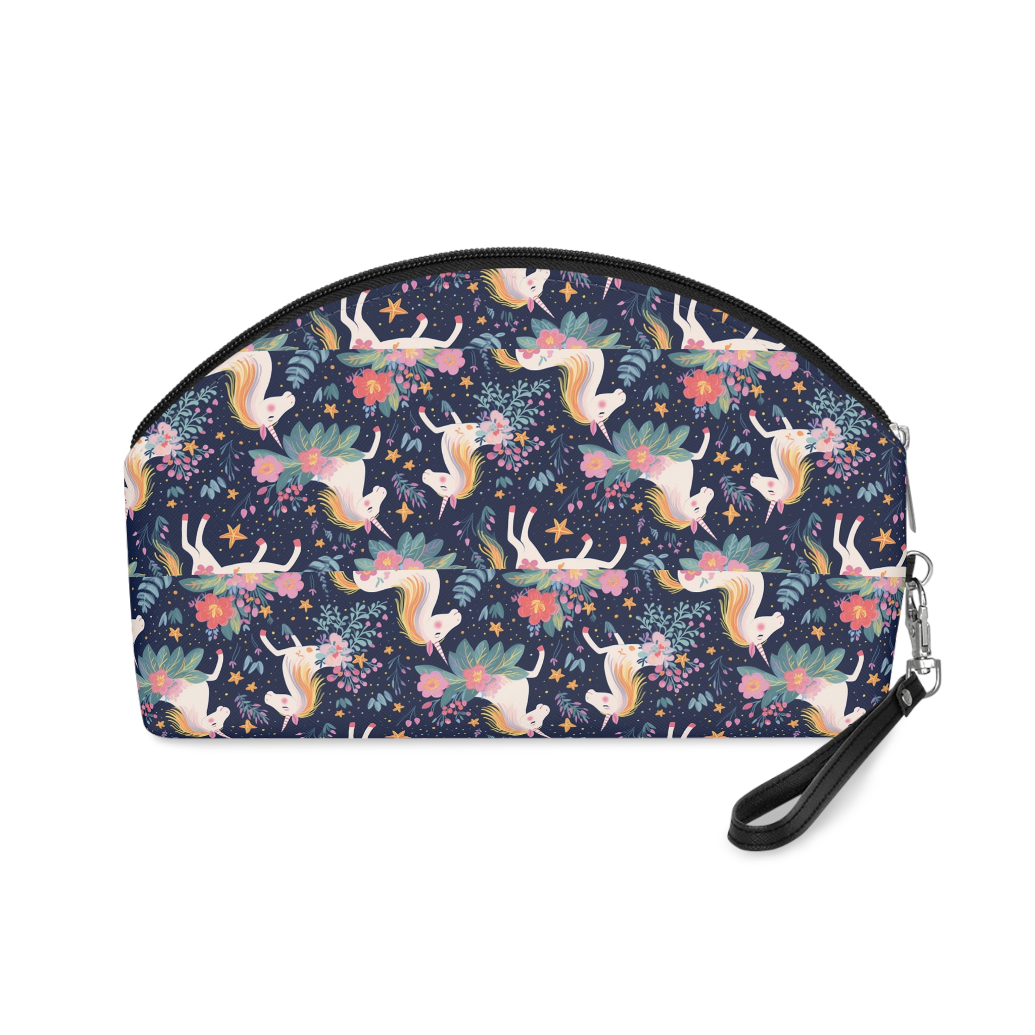 Close Up Pattern Unicorns Flowers Generative Ai Makeup Bag - Image 2