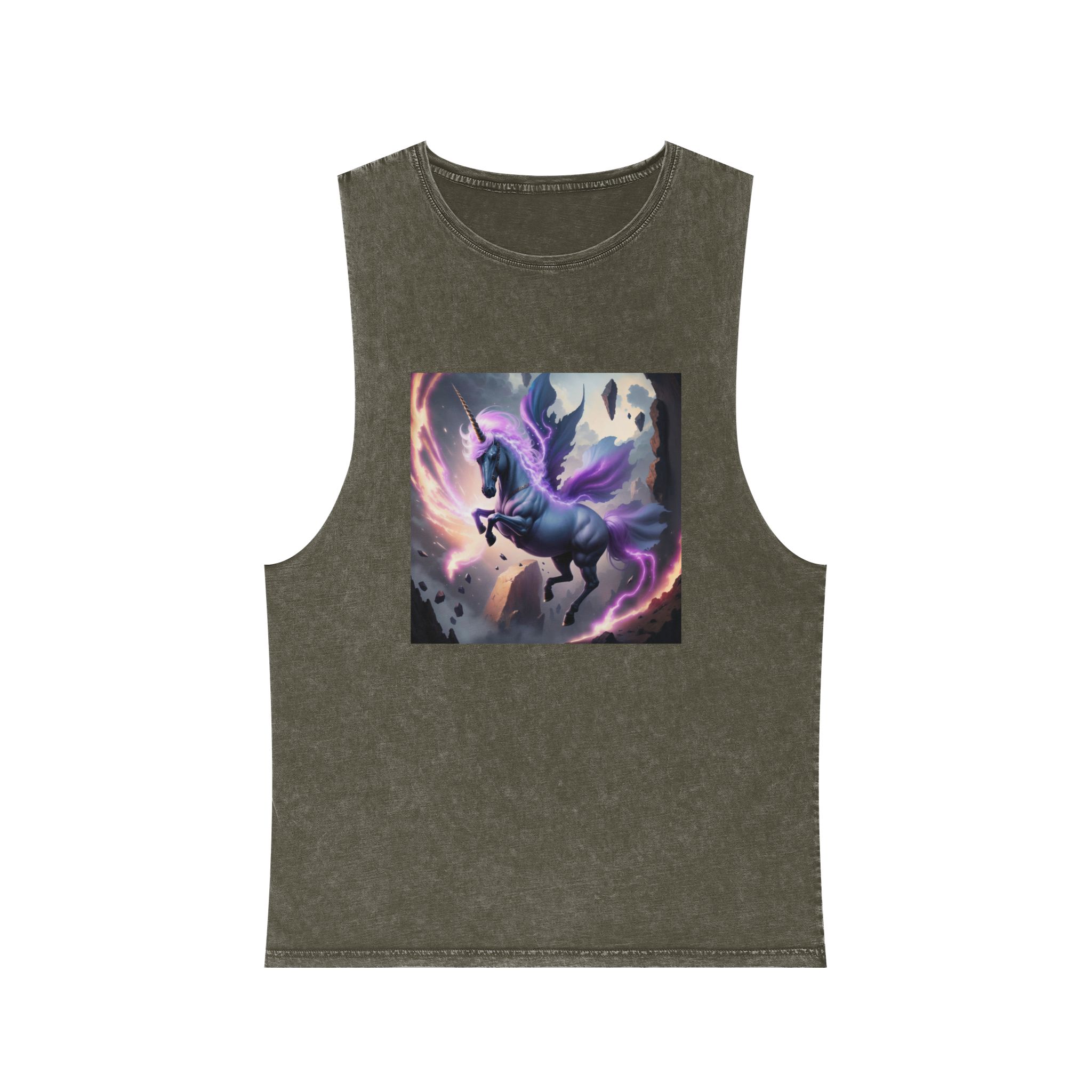Unicorn Painting Unisex Stonewash Tank Top - Image 5
