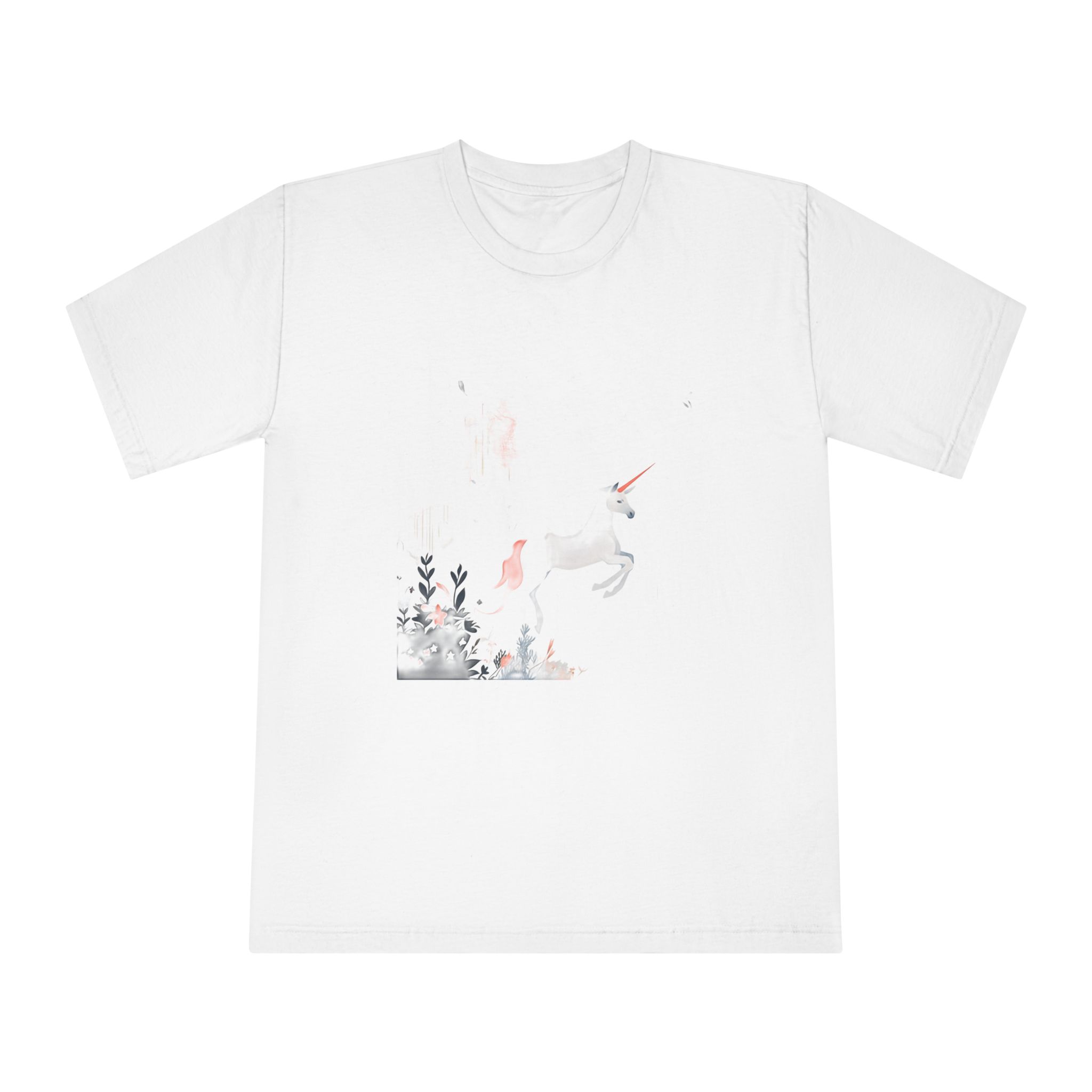 Illustration Unicorn Forest With Flowers Trees Generative Ai Unisex Classic Crewneck T Shirt
