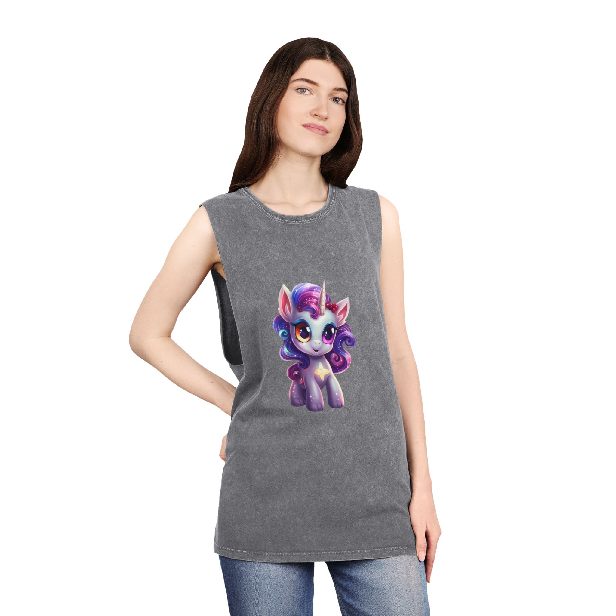 Beautiful Cute Baby Unicorn (2) Unisex Stonewash Tank Top - Image 12