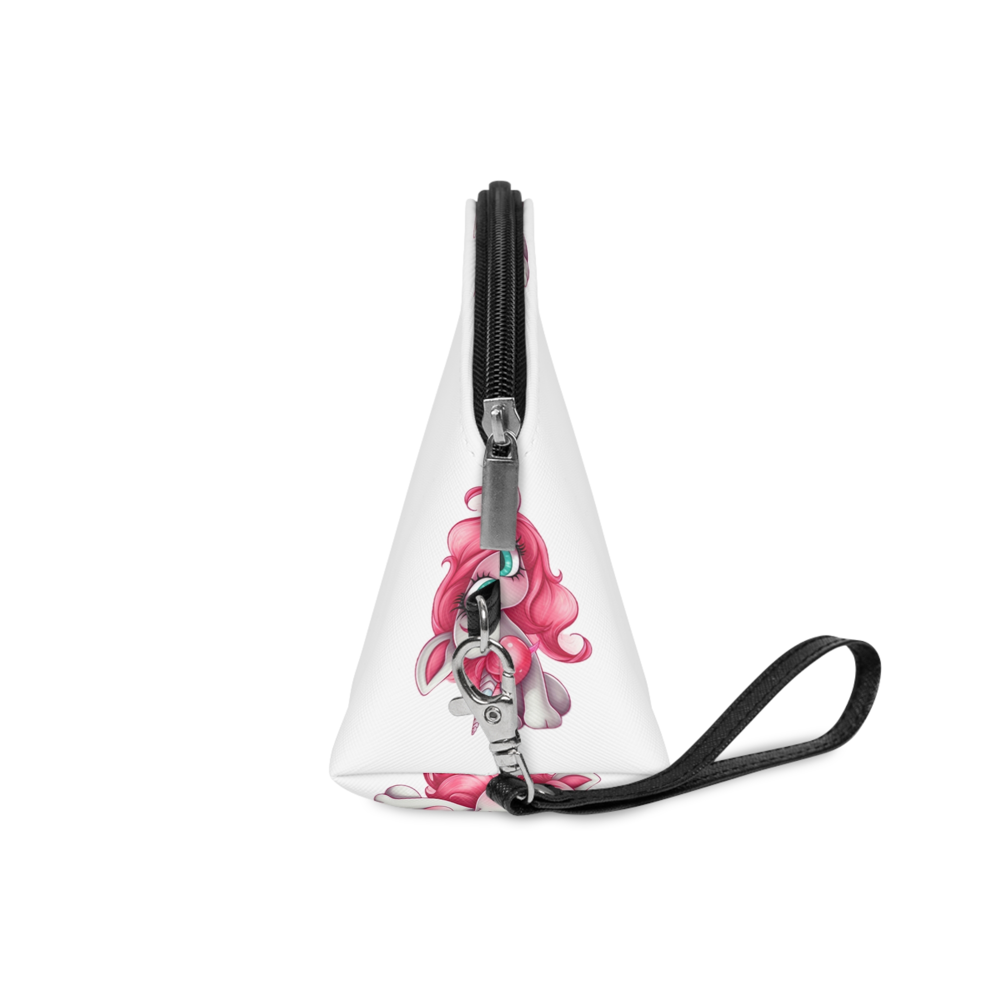 Cartoon Unicorn With Pink Hair Heart Shaped Tail Generative Ai Makeup Bag - Image 3