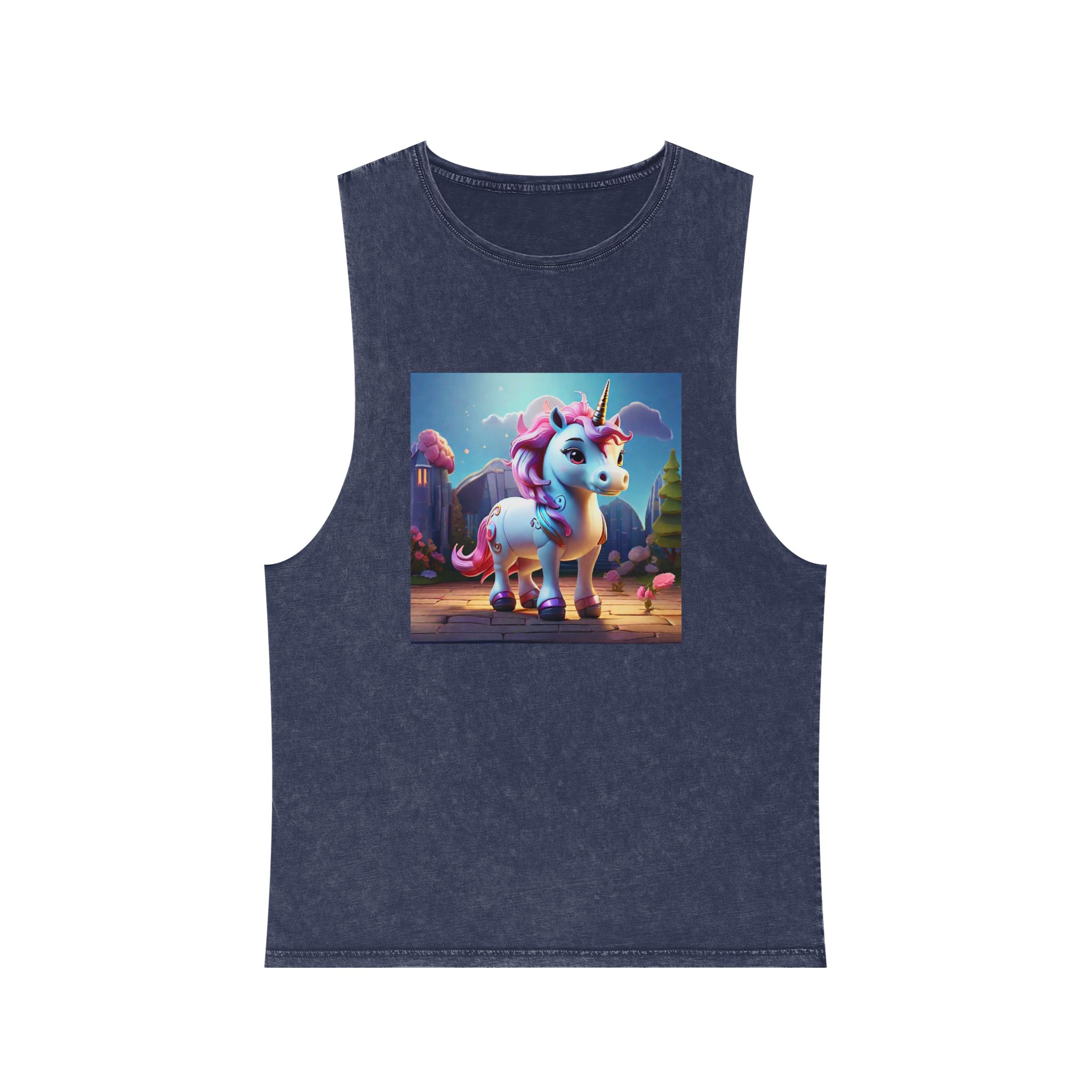 Animated Unicorn Children Generated By Ai (8) Unisex Stonewash Tank Top - Image 13