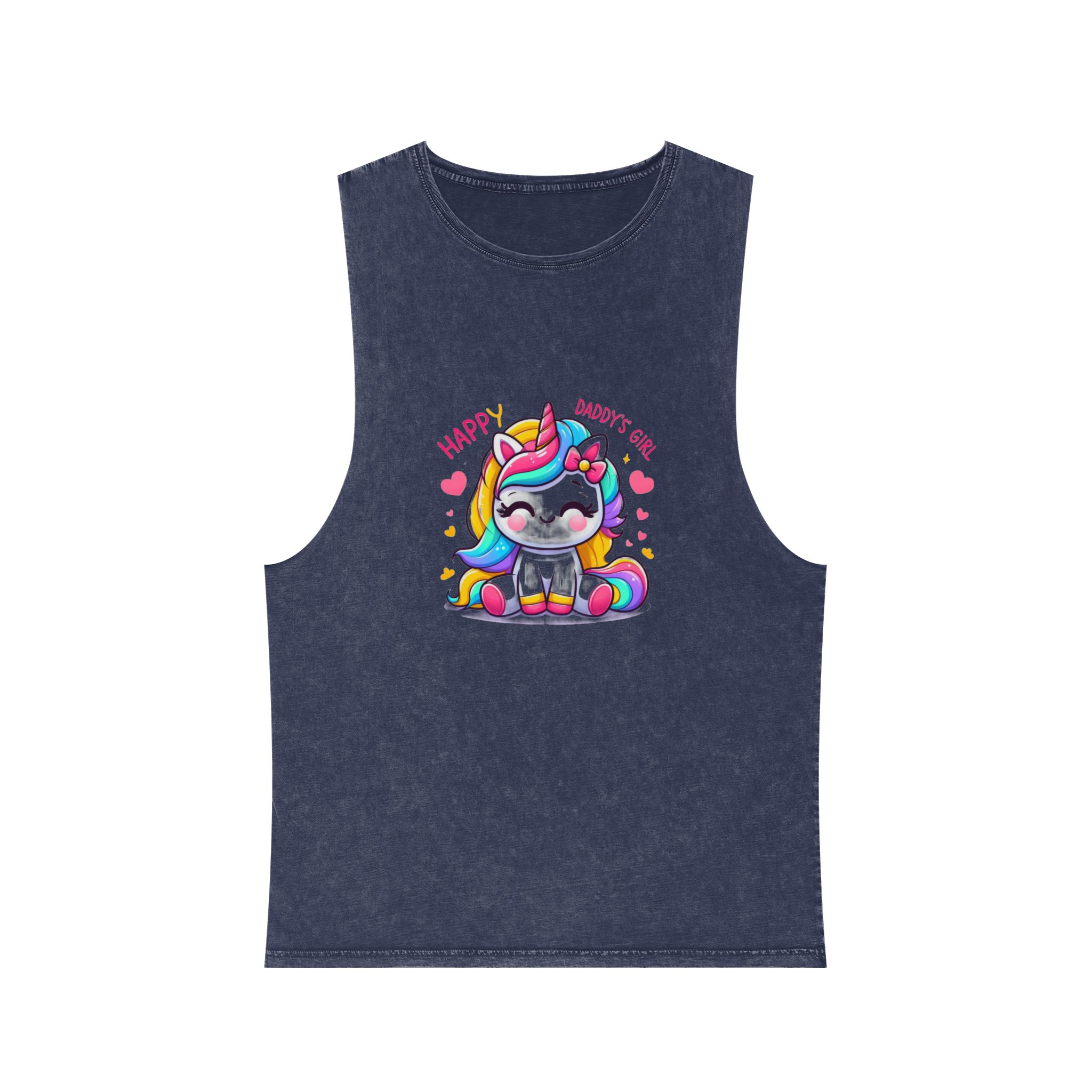 Happy Daddys Girl Unicorn Unisex Stonewash Tank Top - Image 13