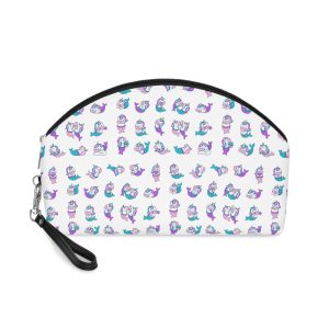 Cute Kawaii Unicorn Mermaid Fantasy Cartoon Characters Hand Drawn Style Makeup Bag