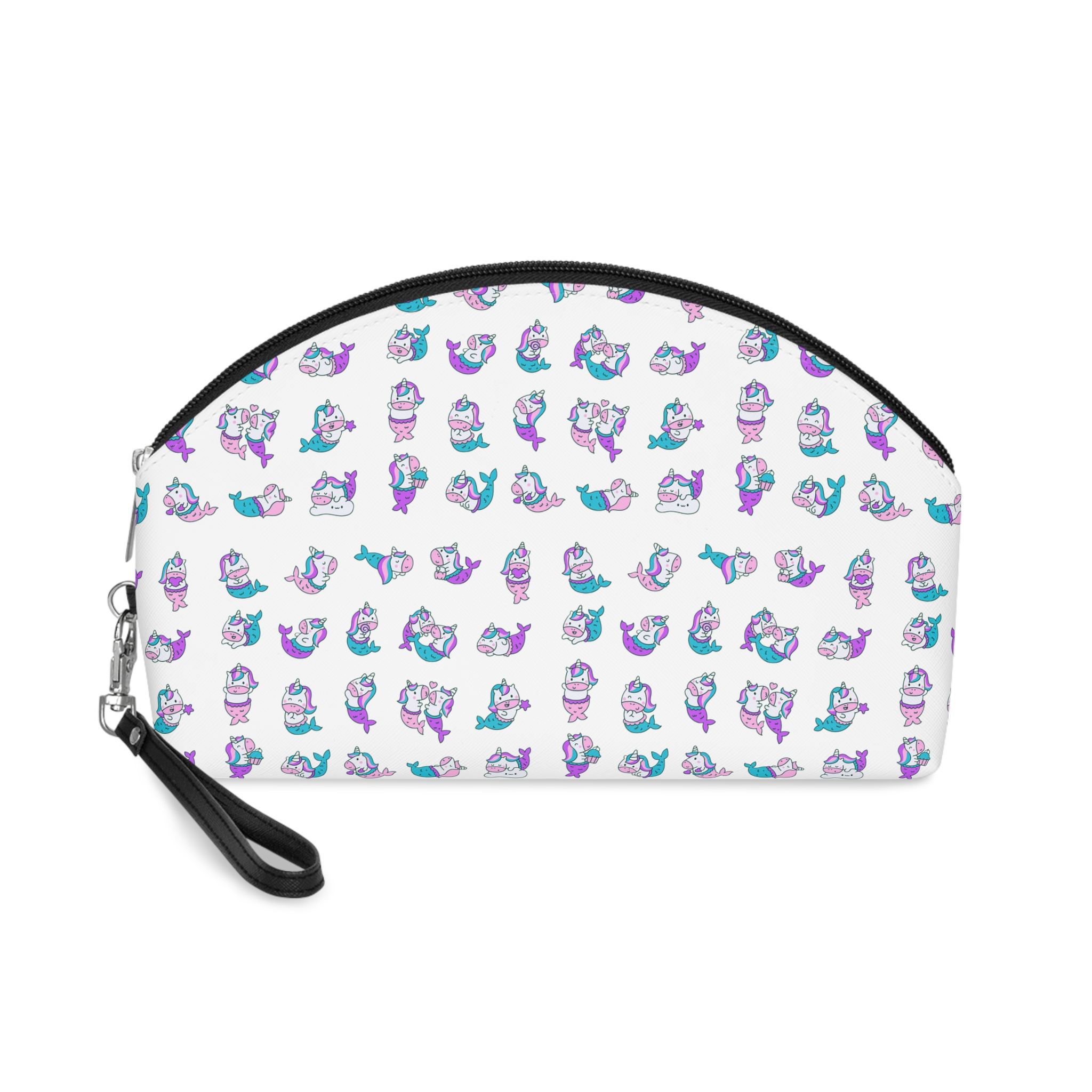Cute Kawaii Unicorn Mermaid Fantasy Cartoon Characters Hand Drawn Style Makeup Bag