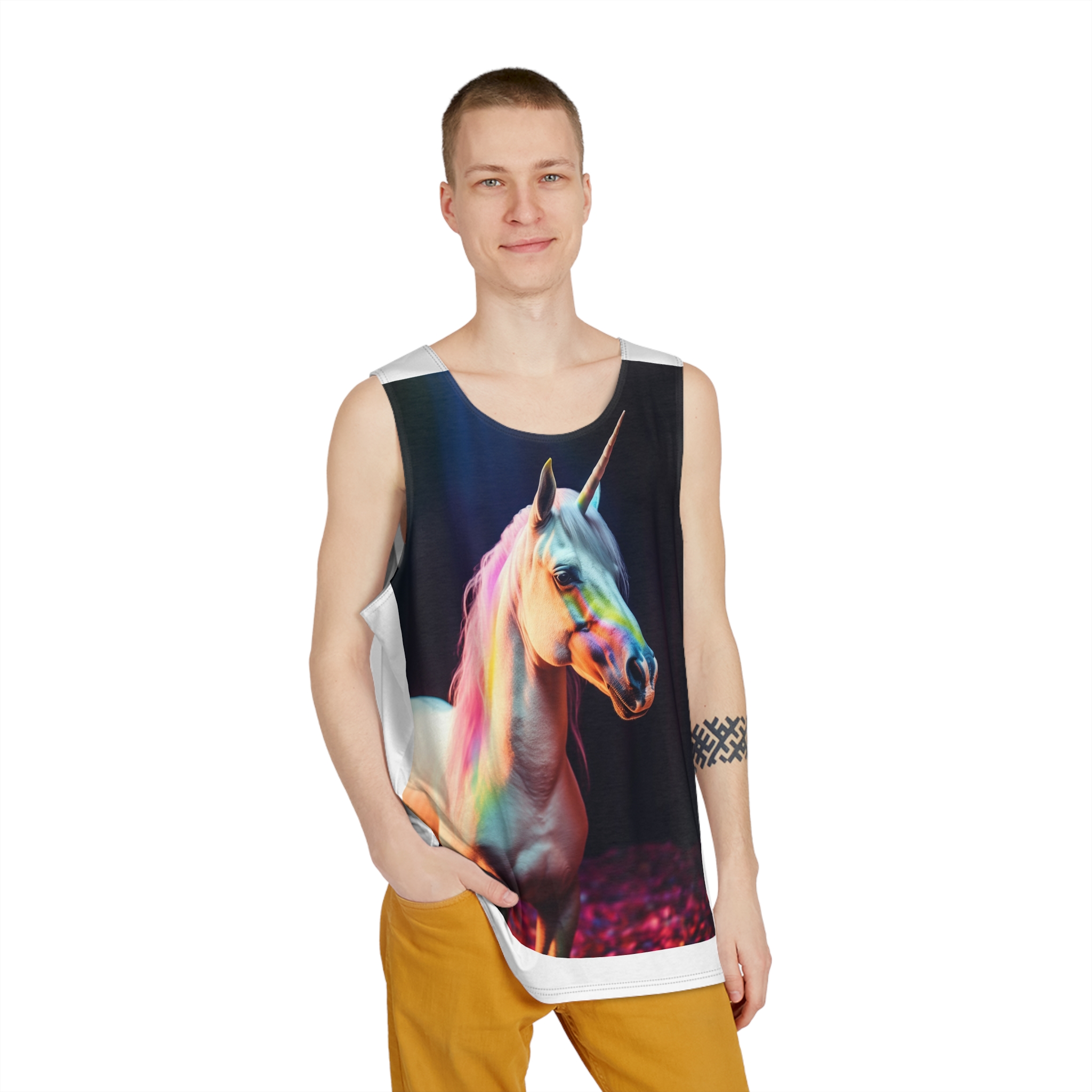 Magical Mythical Unicorn Creature 14 Mens Tank Aop - Image 3