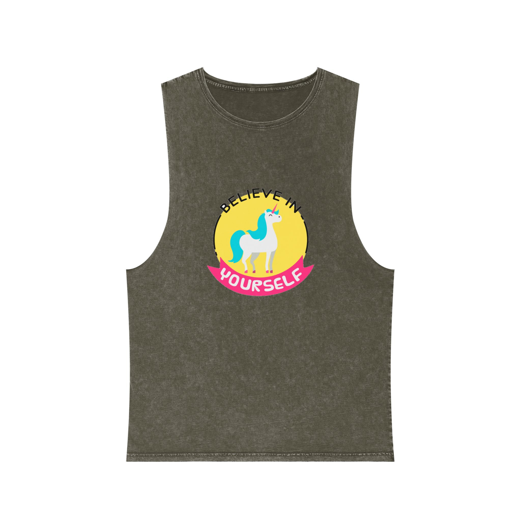 Belive In Your Self Unisex Stonewash Tank Top - Image 5