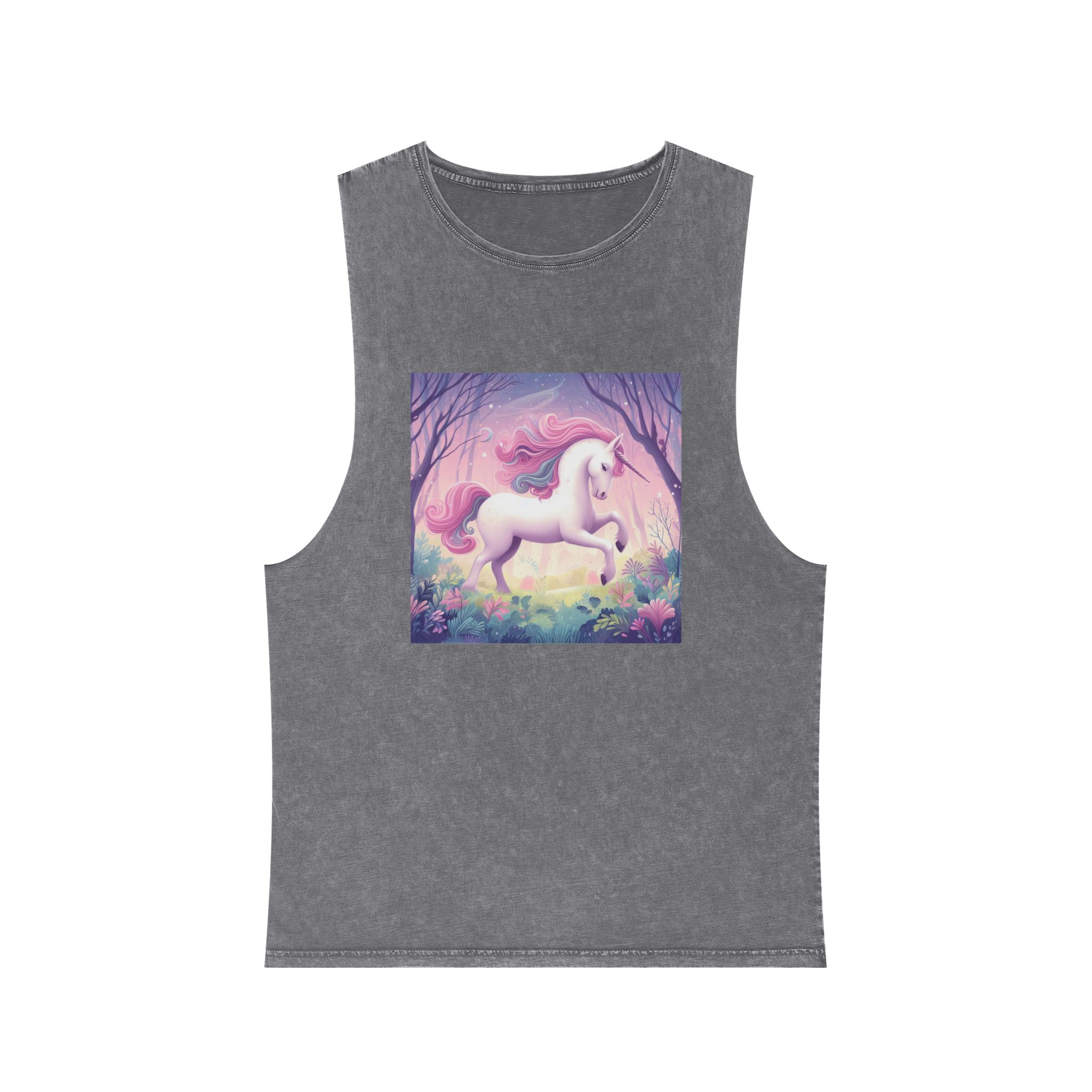 Beautiful Unicorn Running Magical Meadow Unicorn Background Images Whimsical Unicorn (4) Unisex Stonewash Tank Top - Image 9