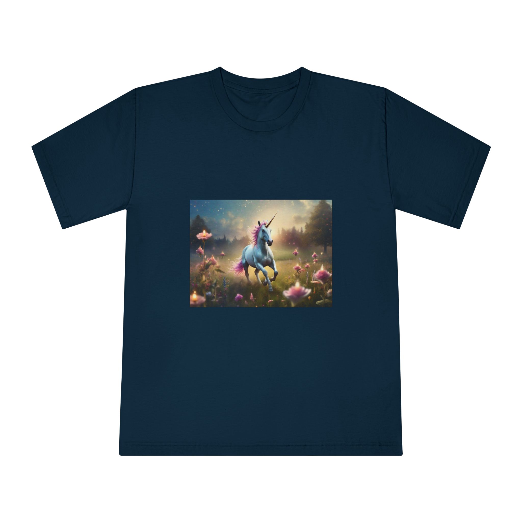 Beautiful Unicorn Running Magical Meadow Unicorn Background Images Whimsical Unicorn (35) Unisex Classic Crewneck T Shirt - Image 17