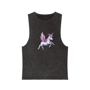 Beautiful Unicorn Running Magical Meadow Unicorn Background Images Whimsical Unicorn (41) Unisex Stonewash Tank Top