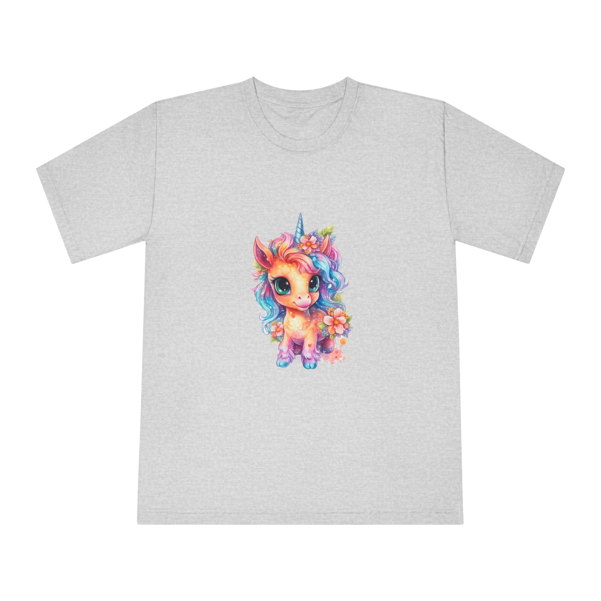 Cute Colorful Magic Unicorn With Flowers Watercolor Style (1) Unisex Classic Crewneck T Shirt - Image 13