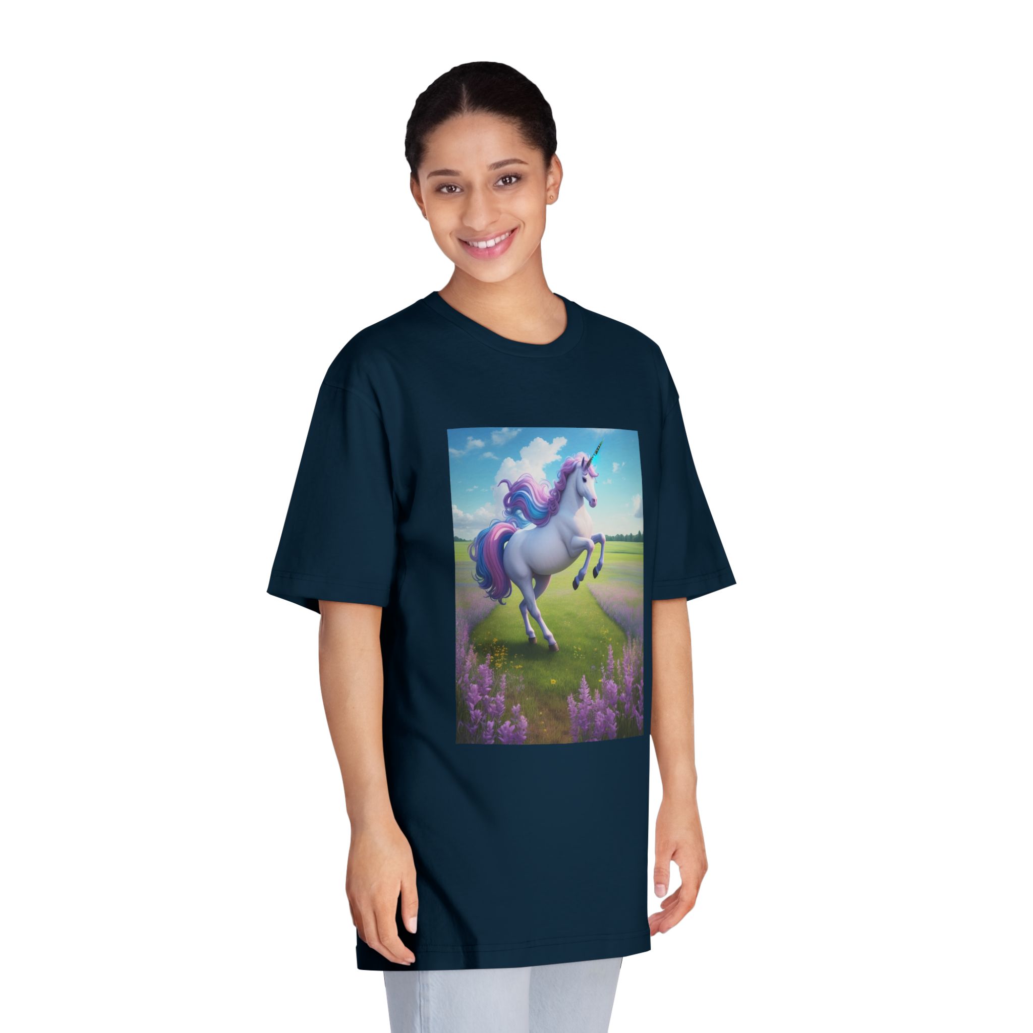 Beautiful Unicorn Running Magical Meadow Unicorn Background Images Whimsical Unicorn (72) Unisex Classic Crewneck T Shirt - Image 19
