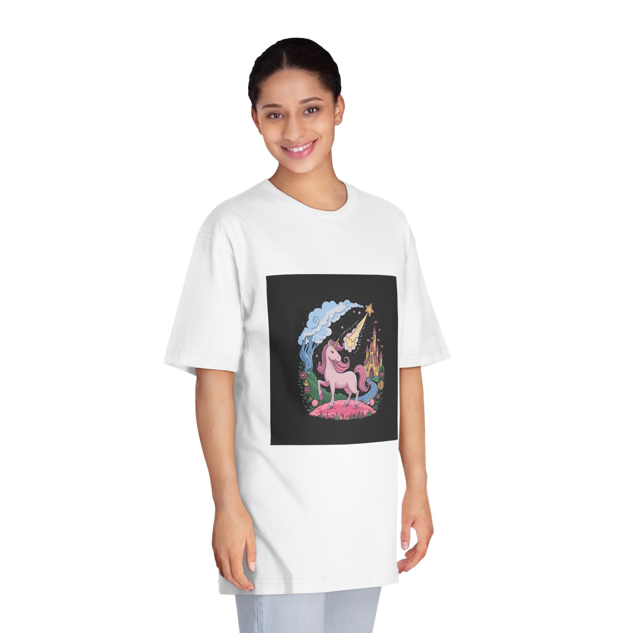 Unicorn With Star Its Head Is Drawn By Unicorn Unisex Classic Crewneck T Shirt - Image 3