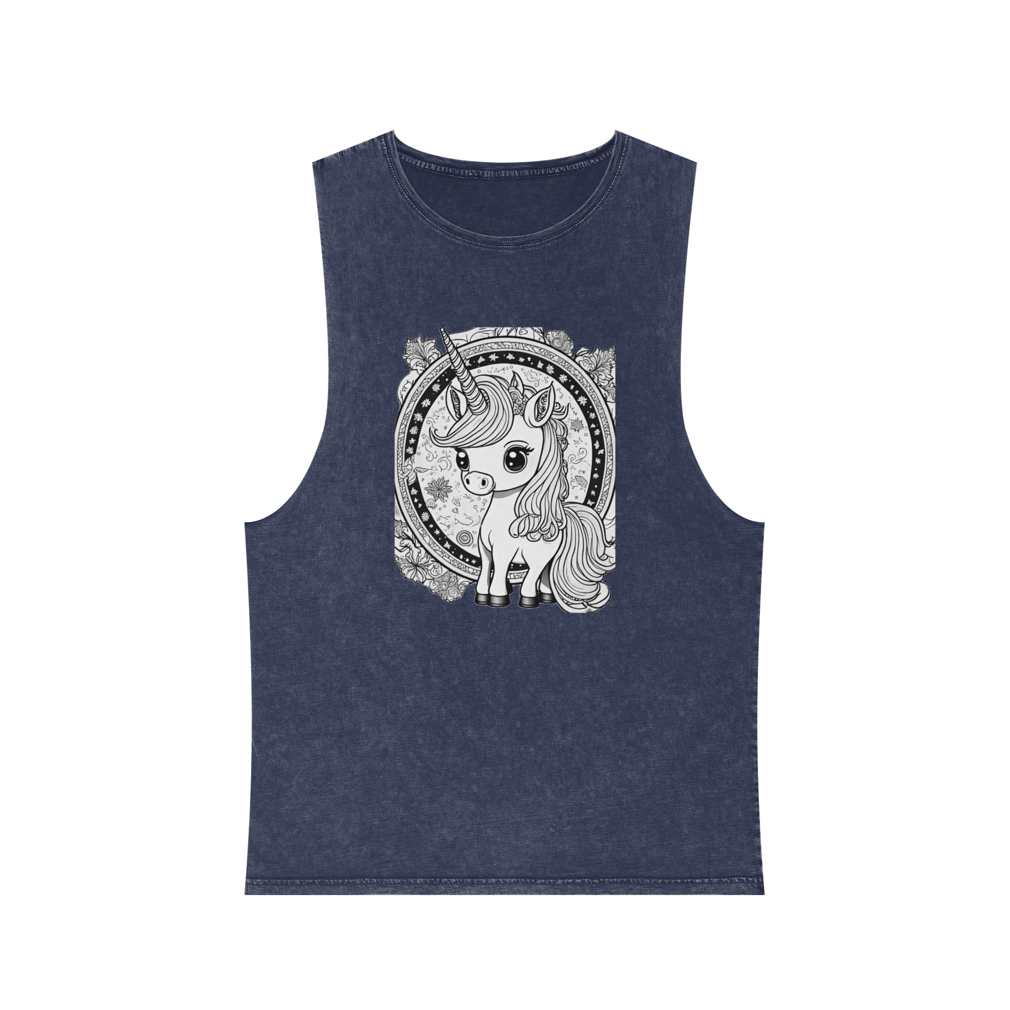 Adorable Unicorn Illustrations Kids Unisex Stonewash Tank Top - Image 13
