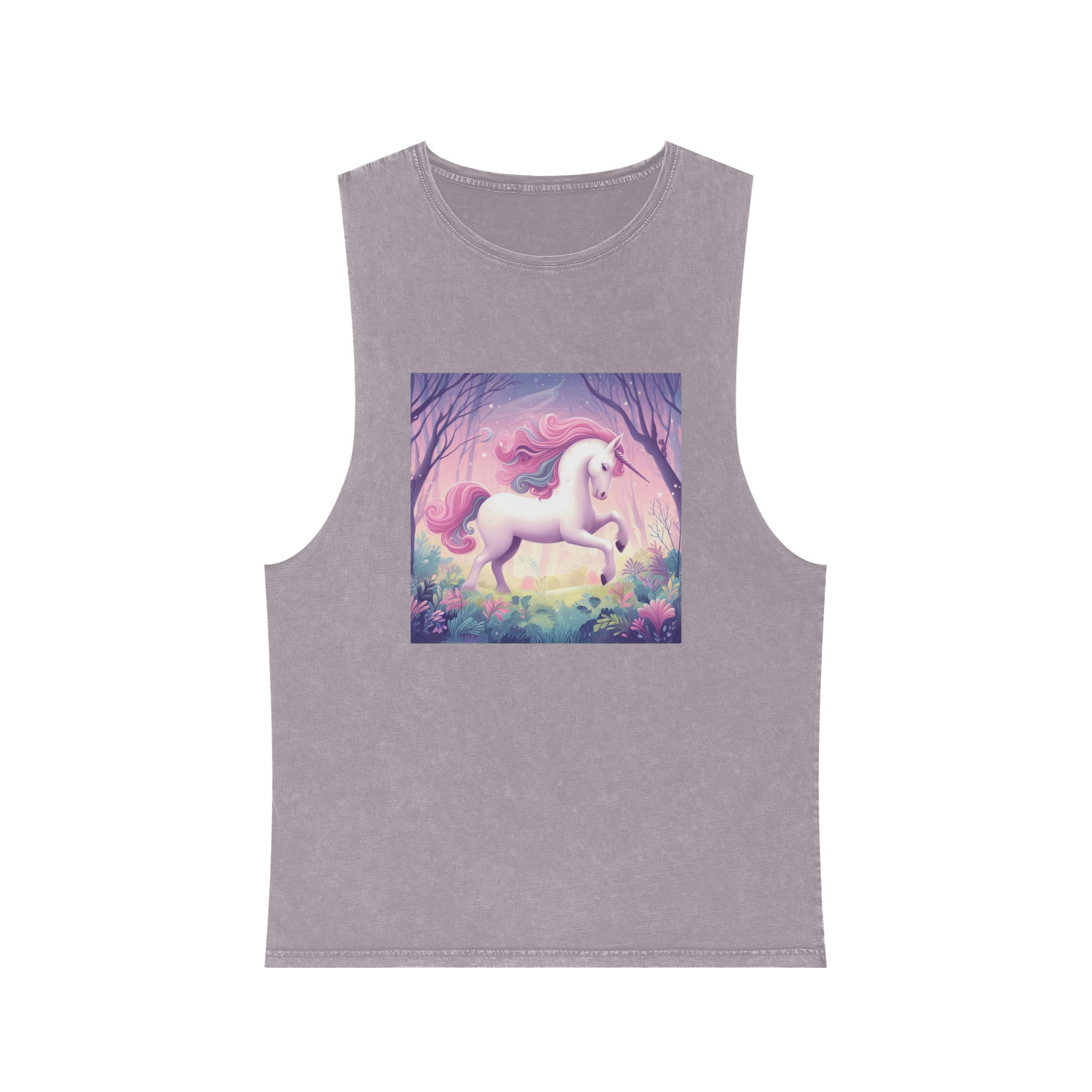 Beautiful Unicorn Running Magical Meadow Unicorn Background Images Whimsical Unicorn (4) Unisex Stonewash Tank Top - Image 17