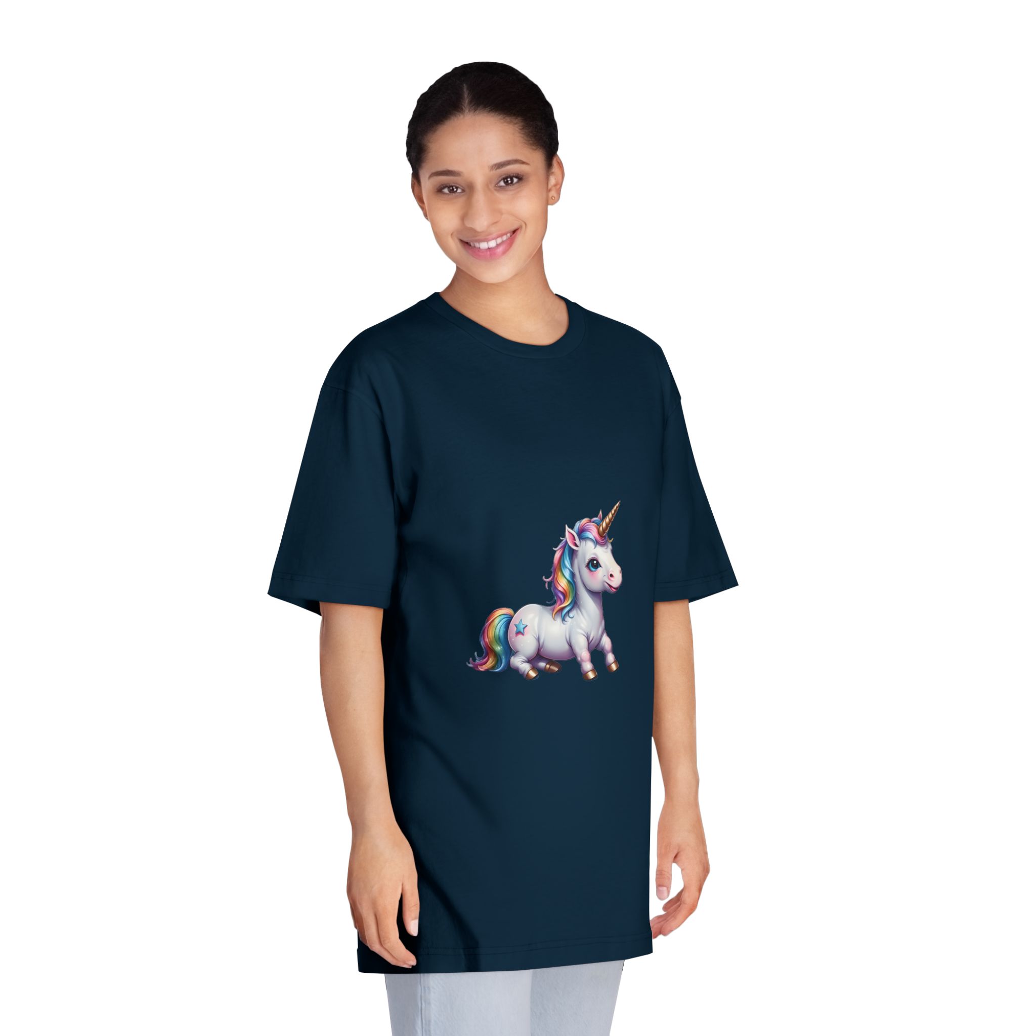 Happy Unicorn Background Sky Rainbow Unisex Classic Crewneck T Shirt - Image 19