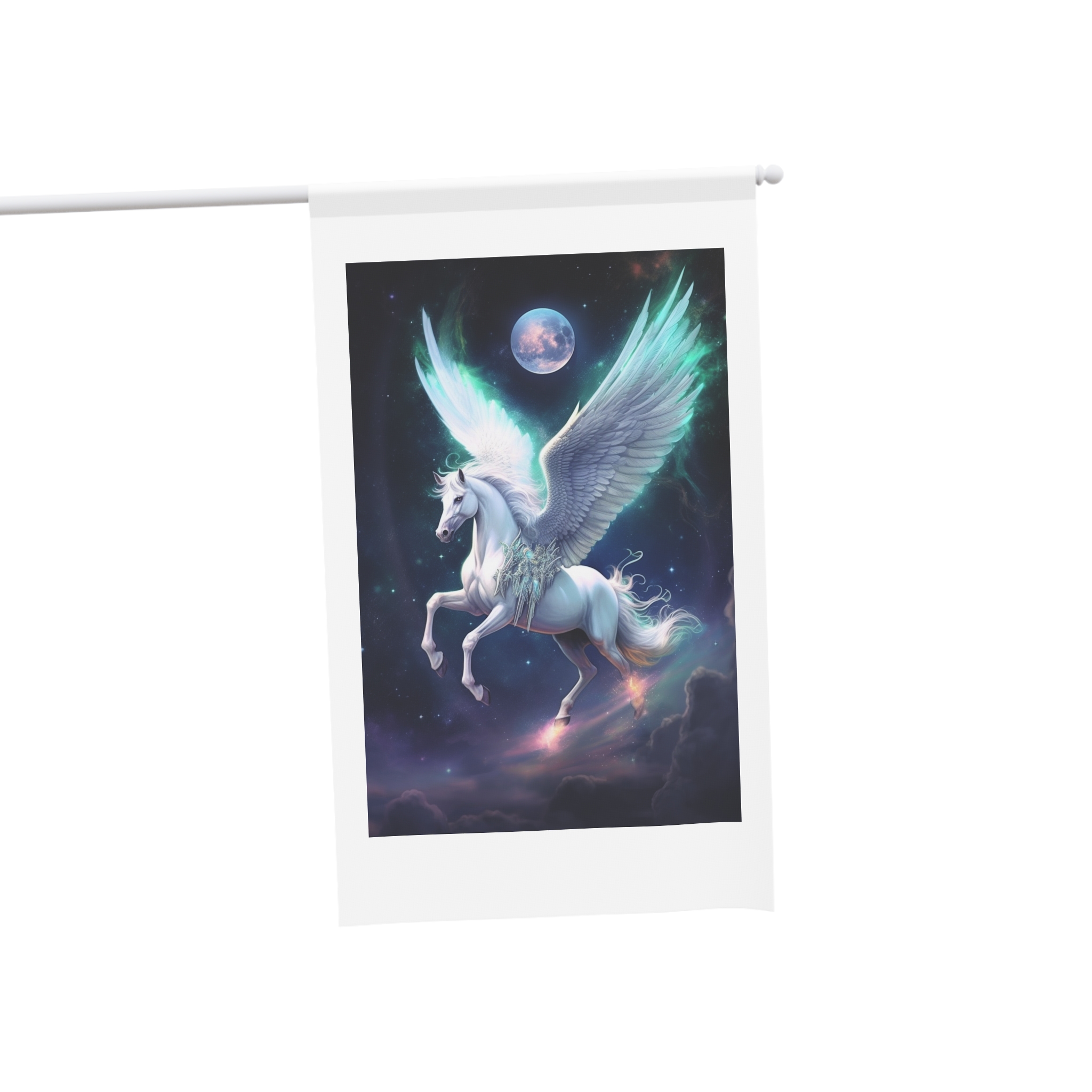Unicorn With Wings Flying Sky With Full Moon Background Generative Ai House Banner - Image 3