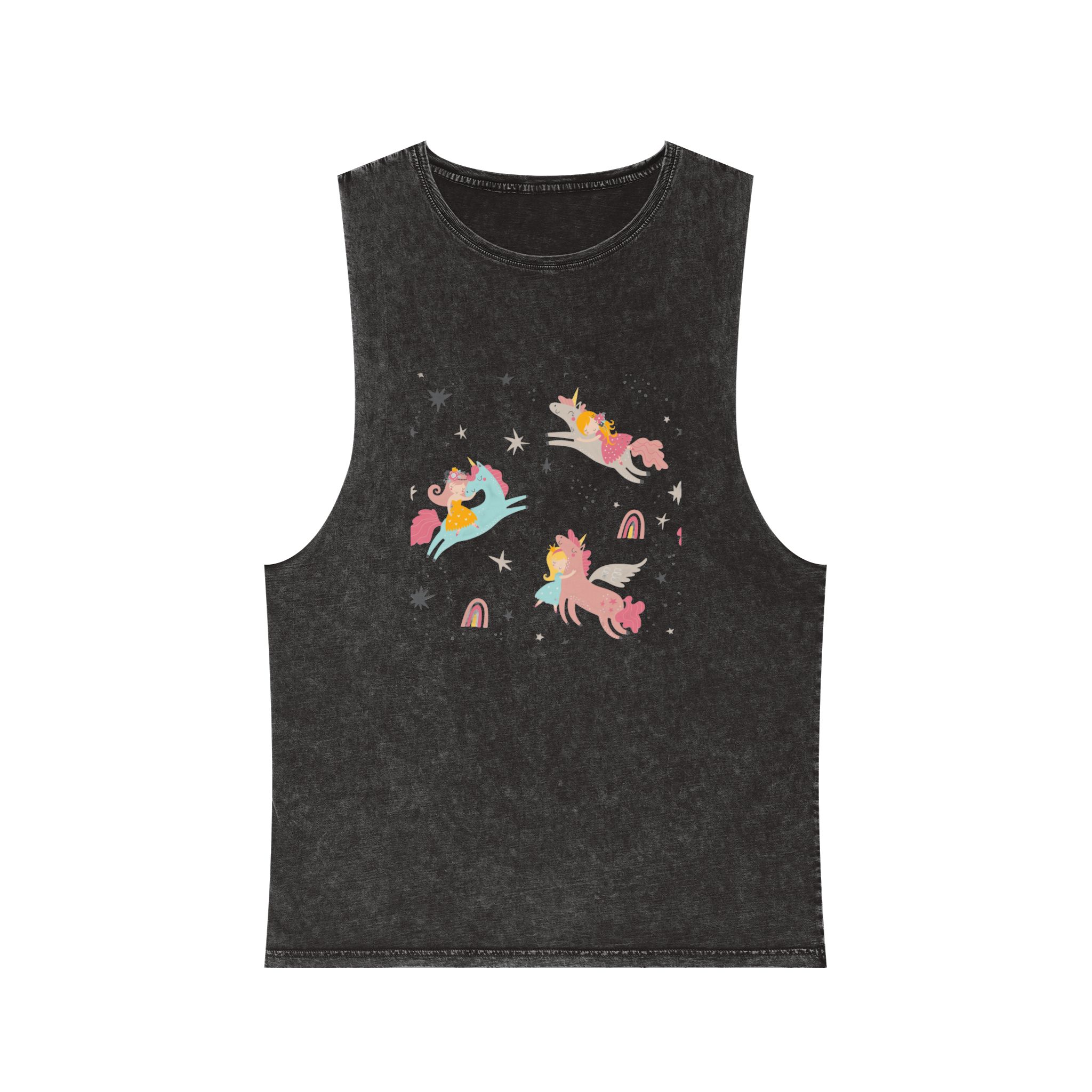 Princess With Unicorns February 2022 Unisex Stonewash Tank Top
