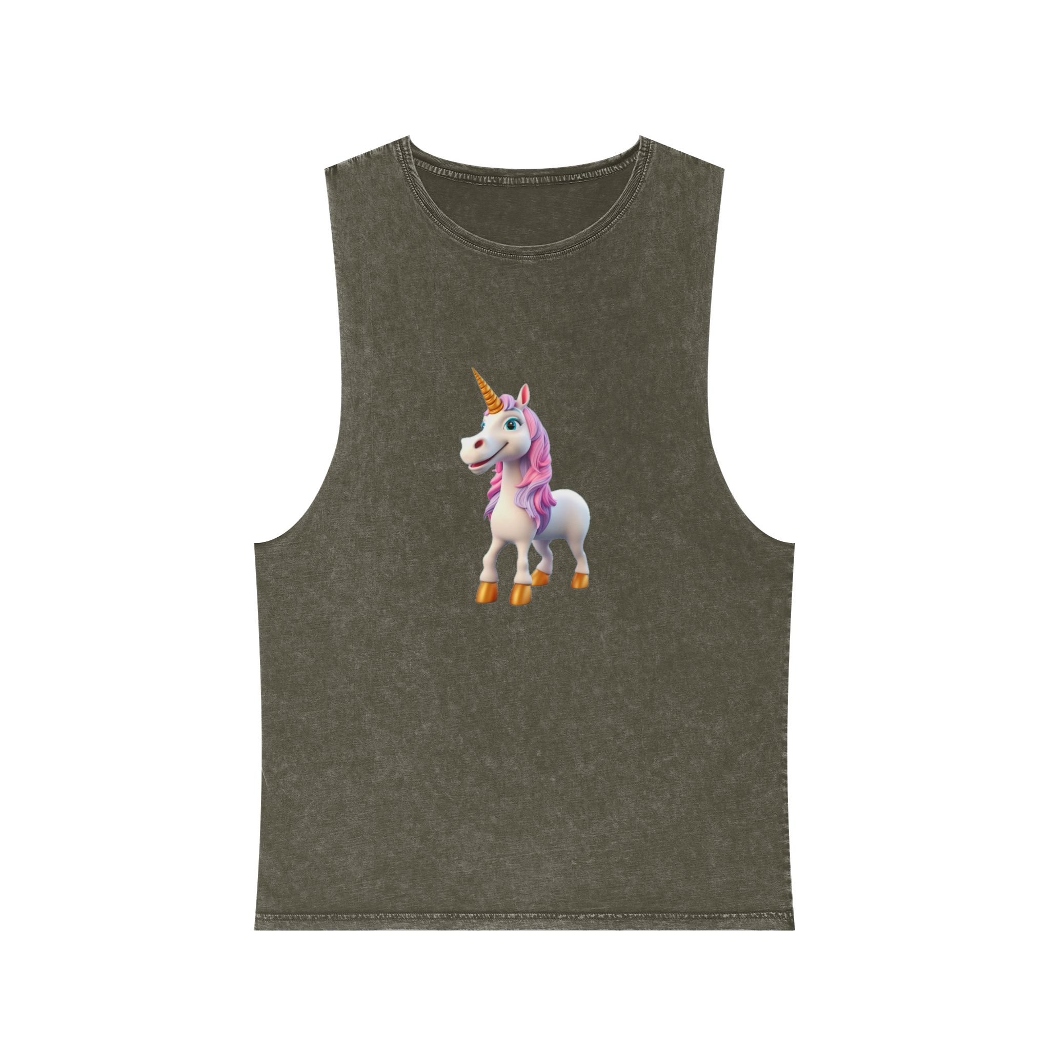 Colorful Cartoon Animated 3d Unicorn Children (15) Unisex Stonewash Tank Top - Image 5