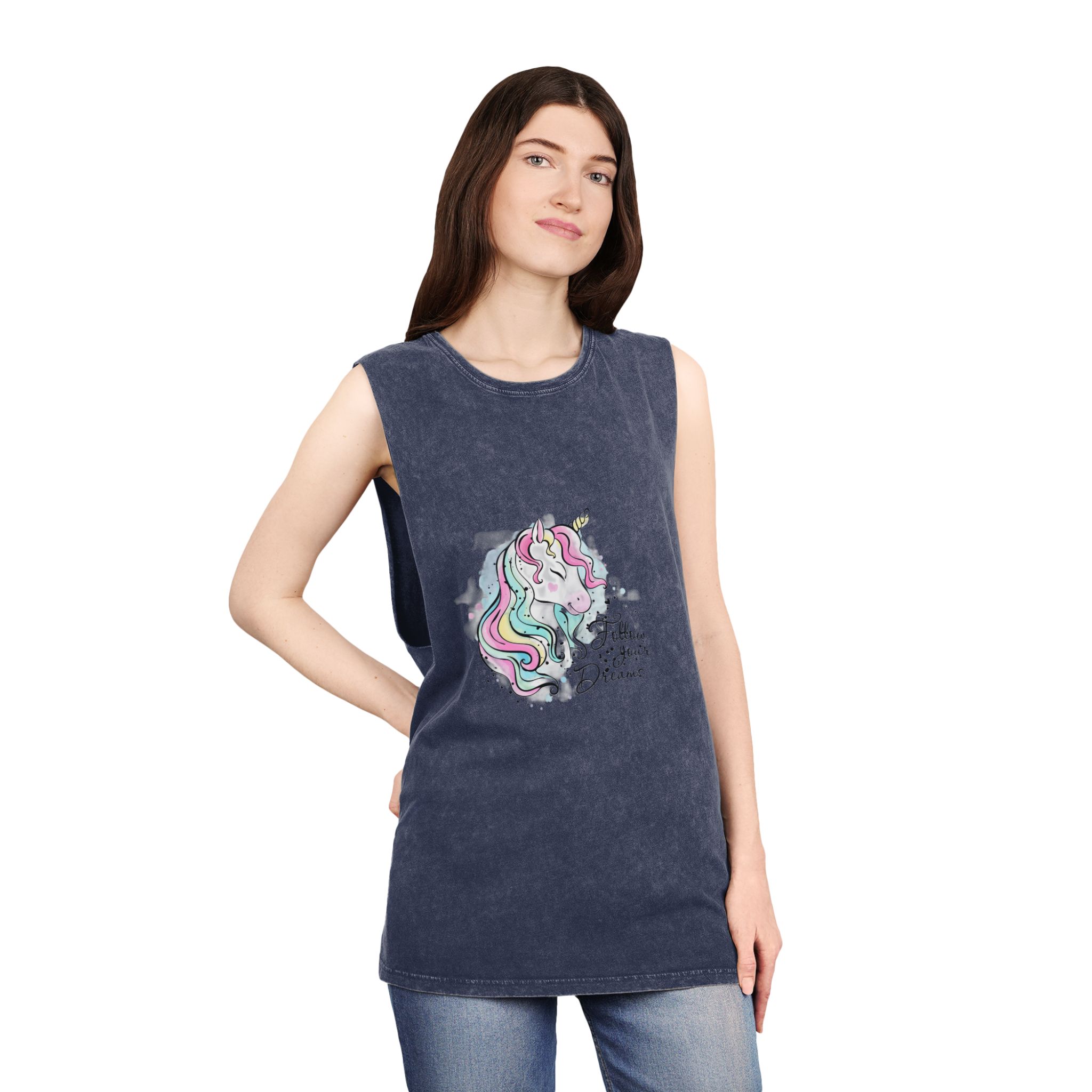 Follow Your Dream Unisex Stonewash Tank Top - Image 16
