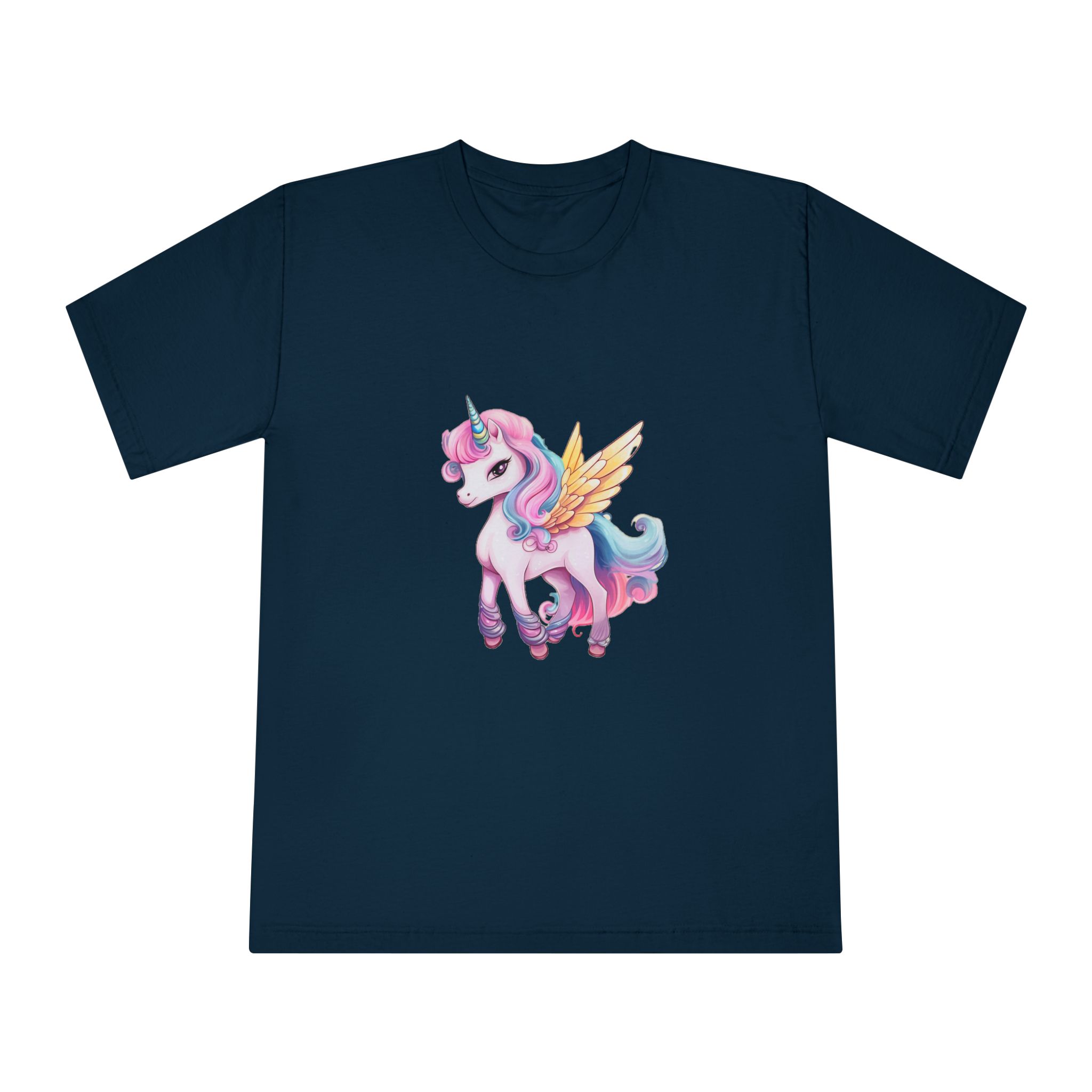 There Is Cartoon Unicorn With Pink Mane Blue Tail Generative Ai Unisex Classic Crewneck T Shirt - Image 17