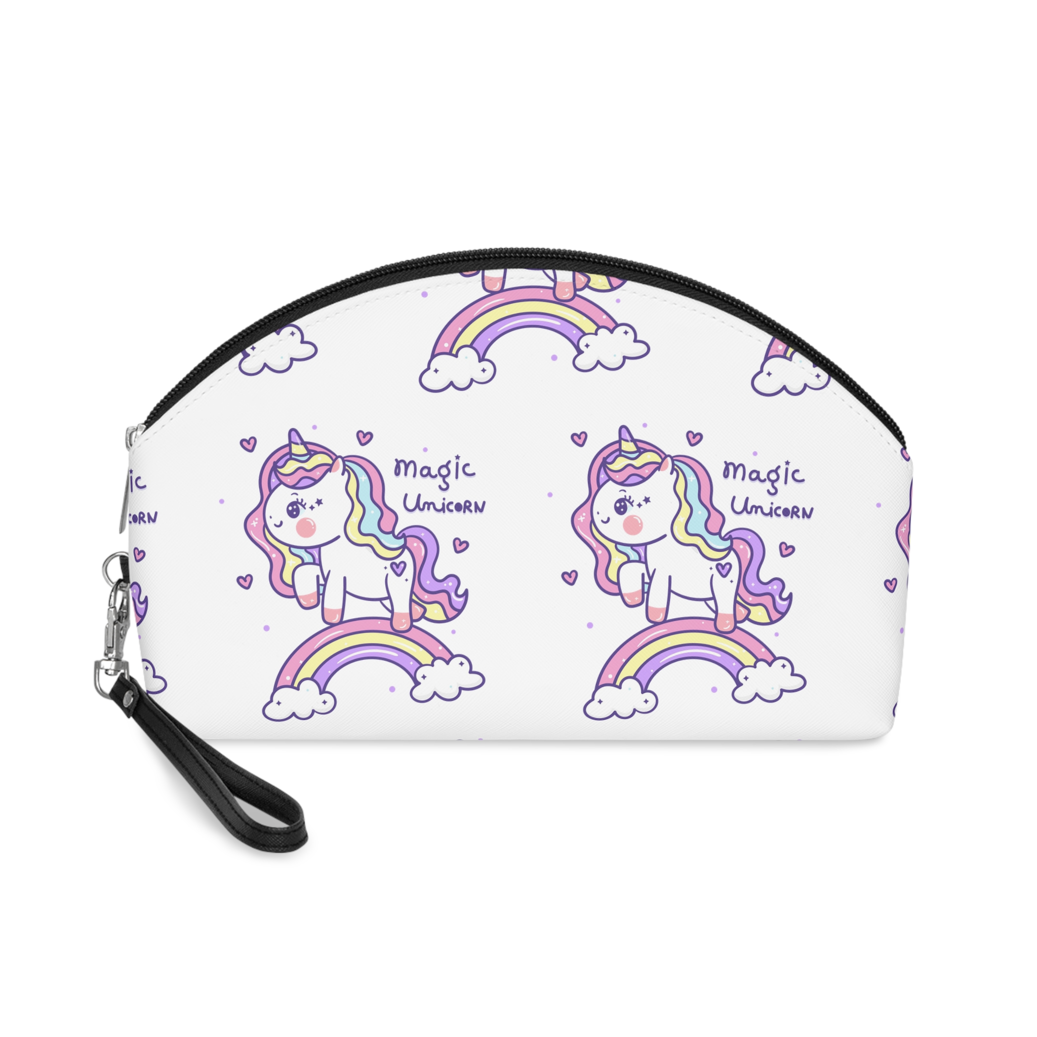 Cute Unicorn Doodle Rainbow Makeup Bag