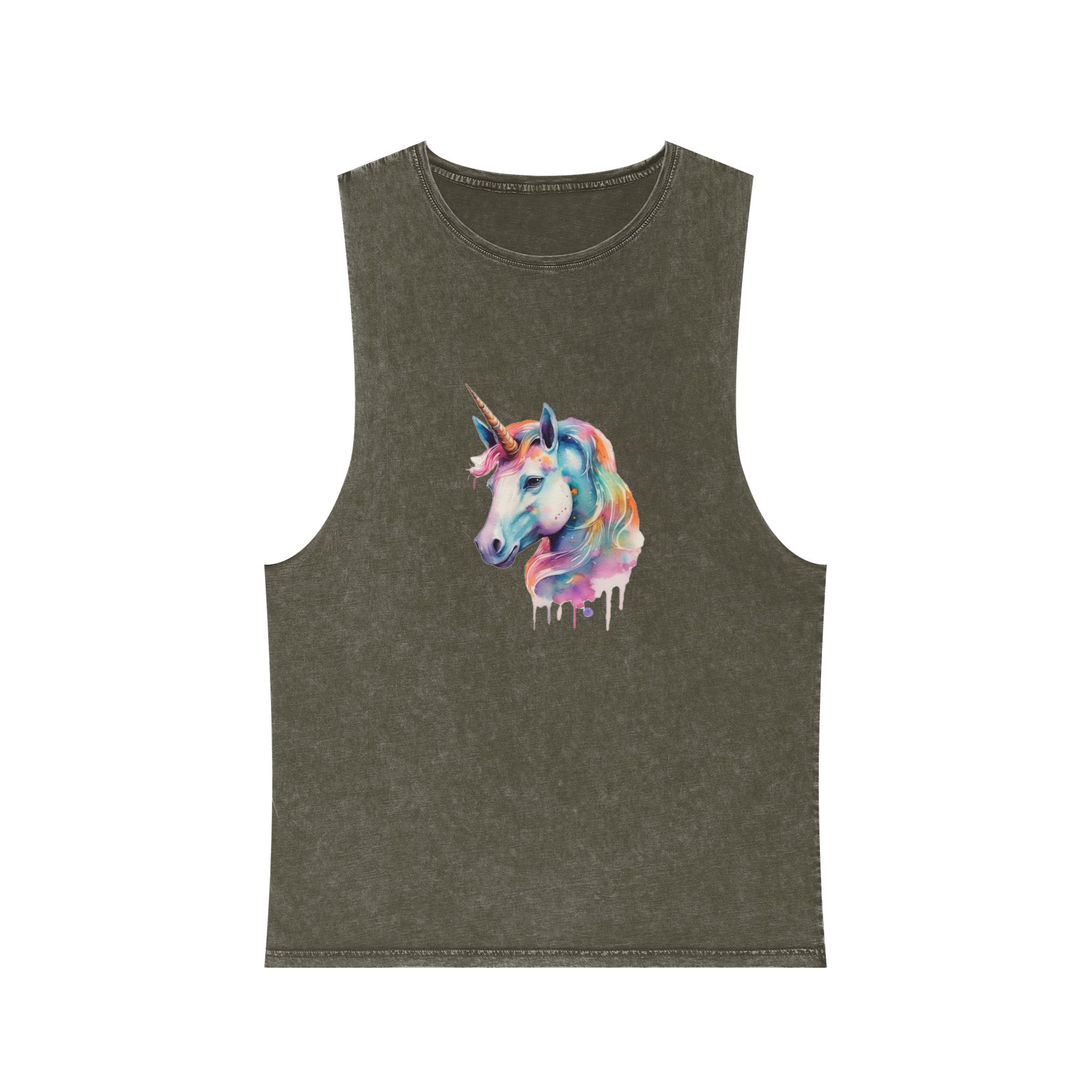 Close Up Unicorns Head With Colorful Mane Generative Ai Unisex Stonewash Tank Top - Image 5