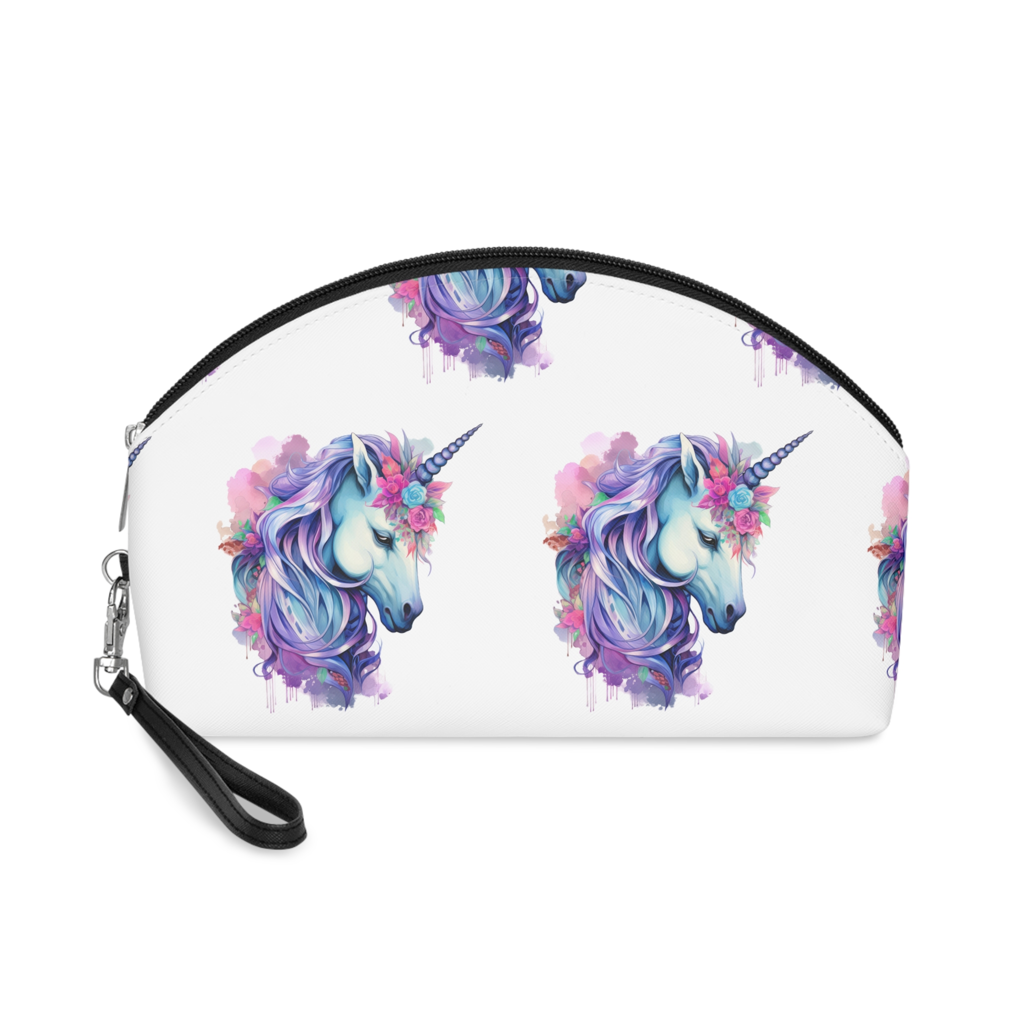 Watercolor Fantasy Unicorn Clip Art Makeup Bag