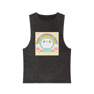 Hand Drawn Kawaii Animal Unisex Stonewash Tank Top
