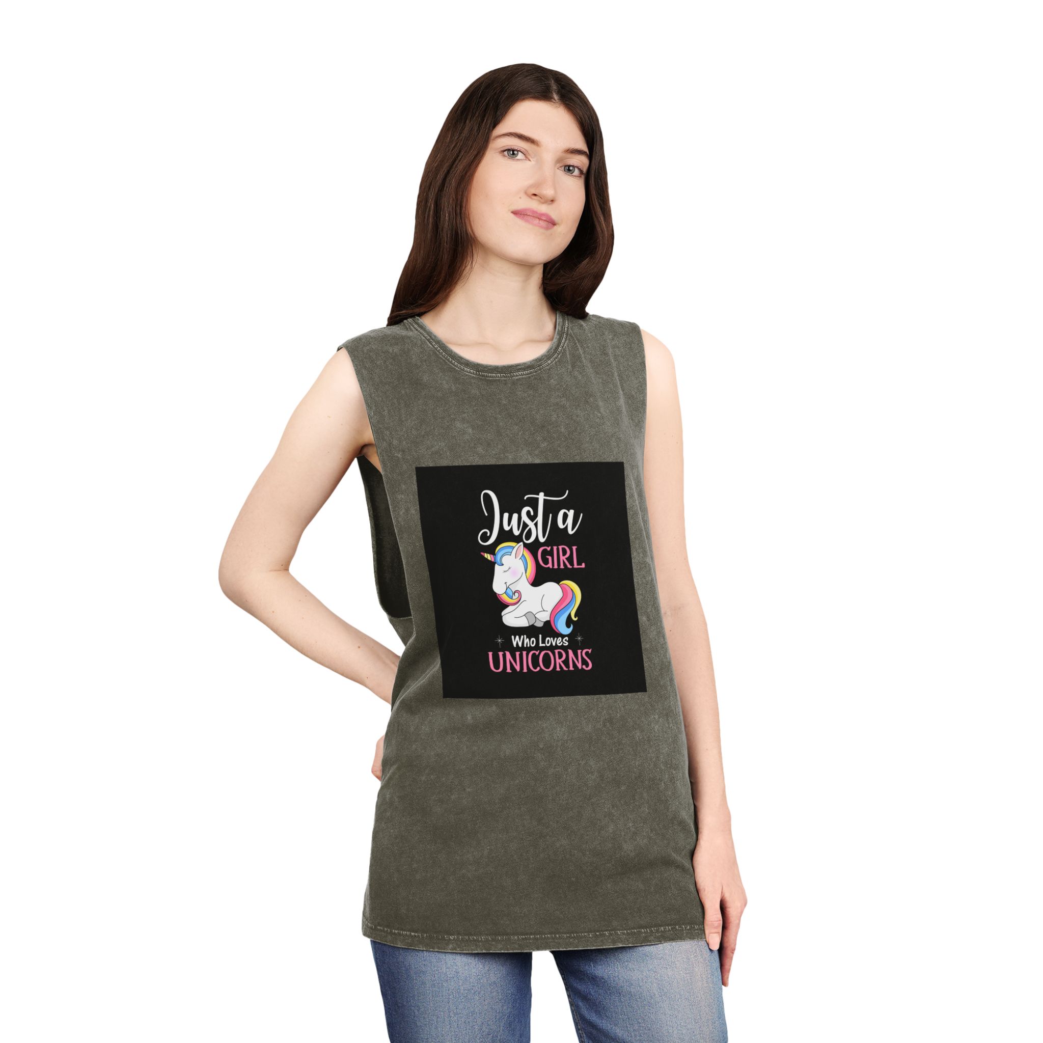 Unicorn 10 Unisex Stonewash Tank Top - Image 8