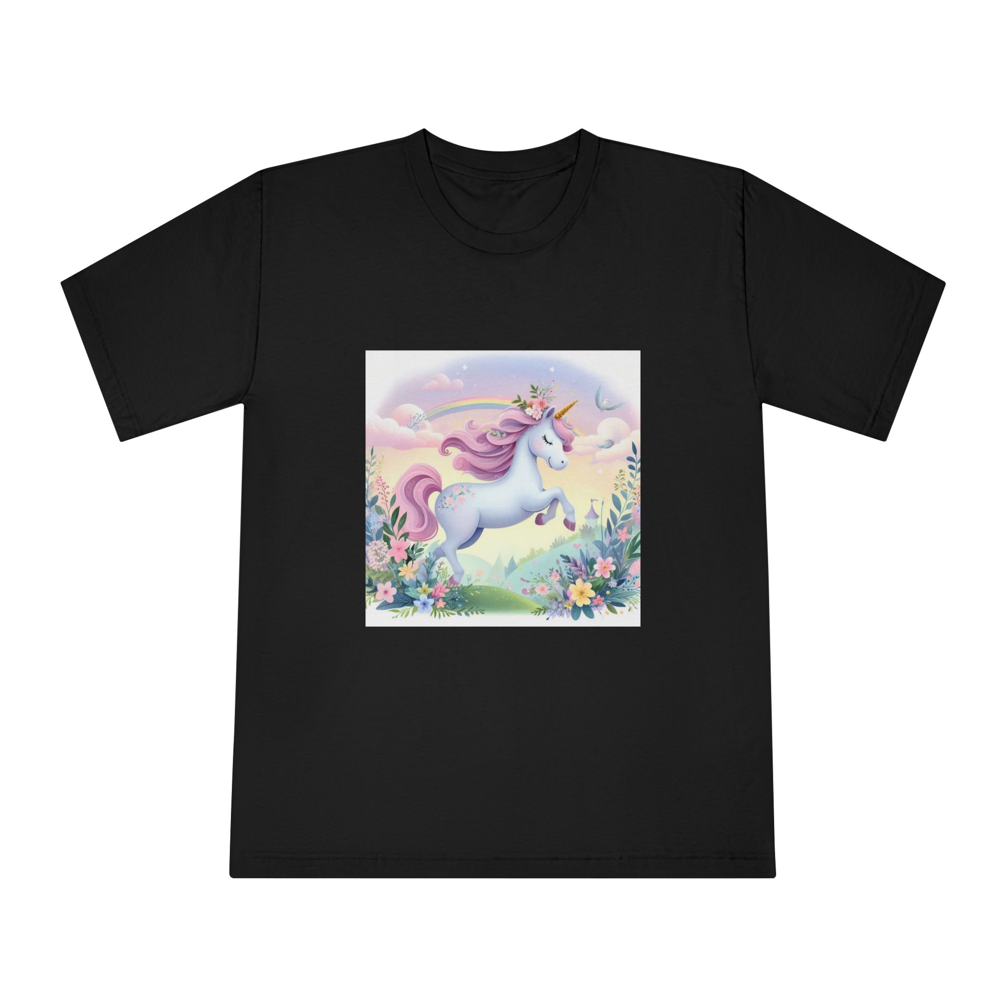 Beautiful Unicorn Running Magical Meadow Unicorn Background Images Whimsical Unicorn (11) Unisex Classic Crewneck T Shirt - Image 5