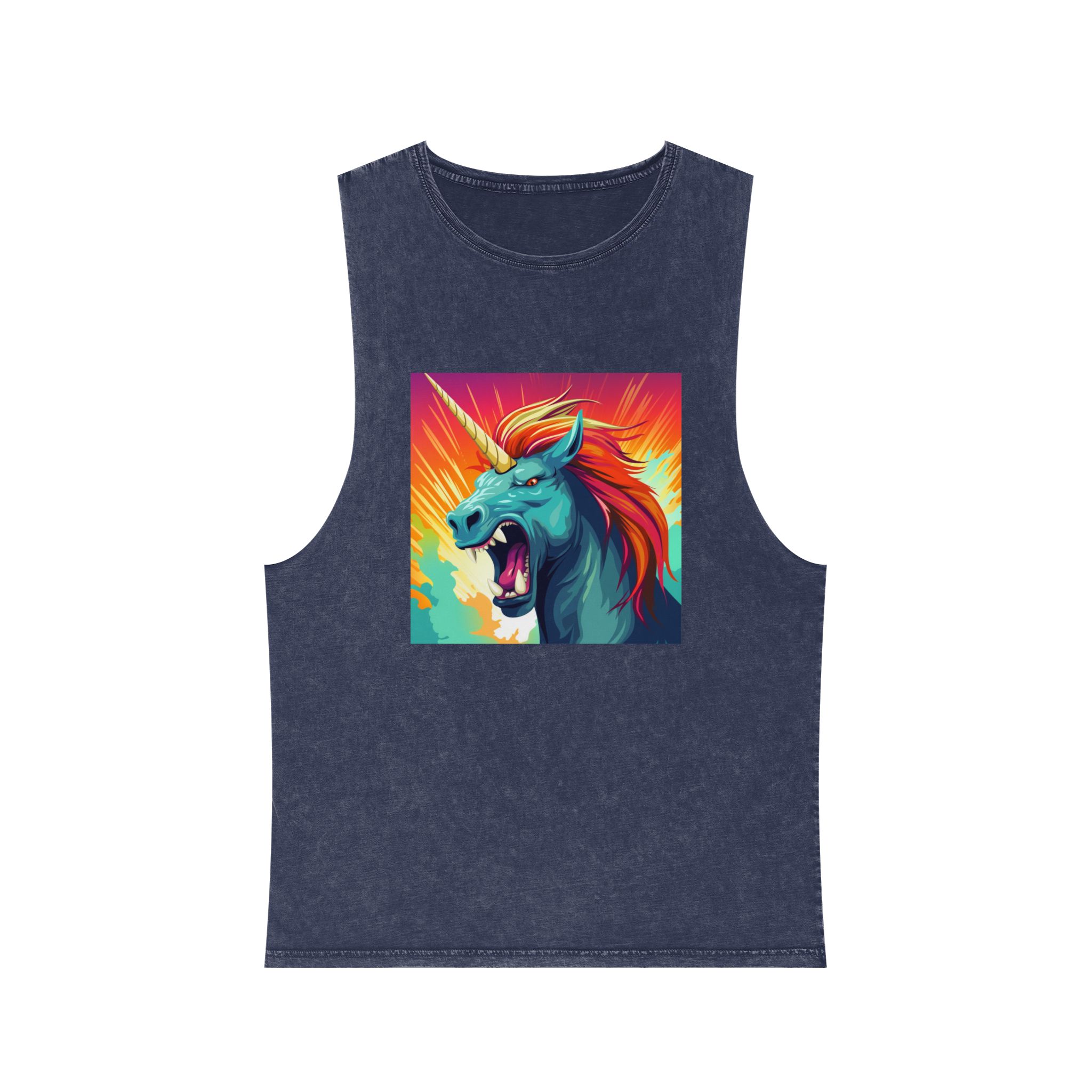 Illustration Unicorn With Colorful Mane Yellow Horn Generative Ai Unisex Stonewash Tank Top - Image 13