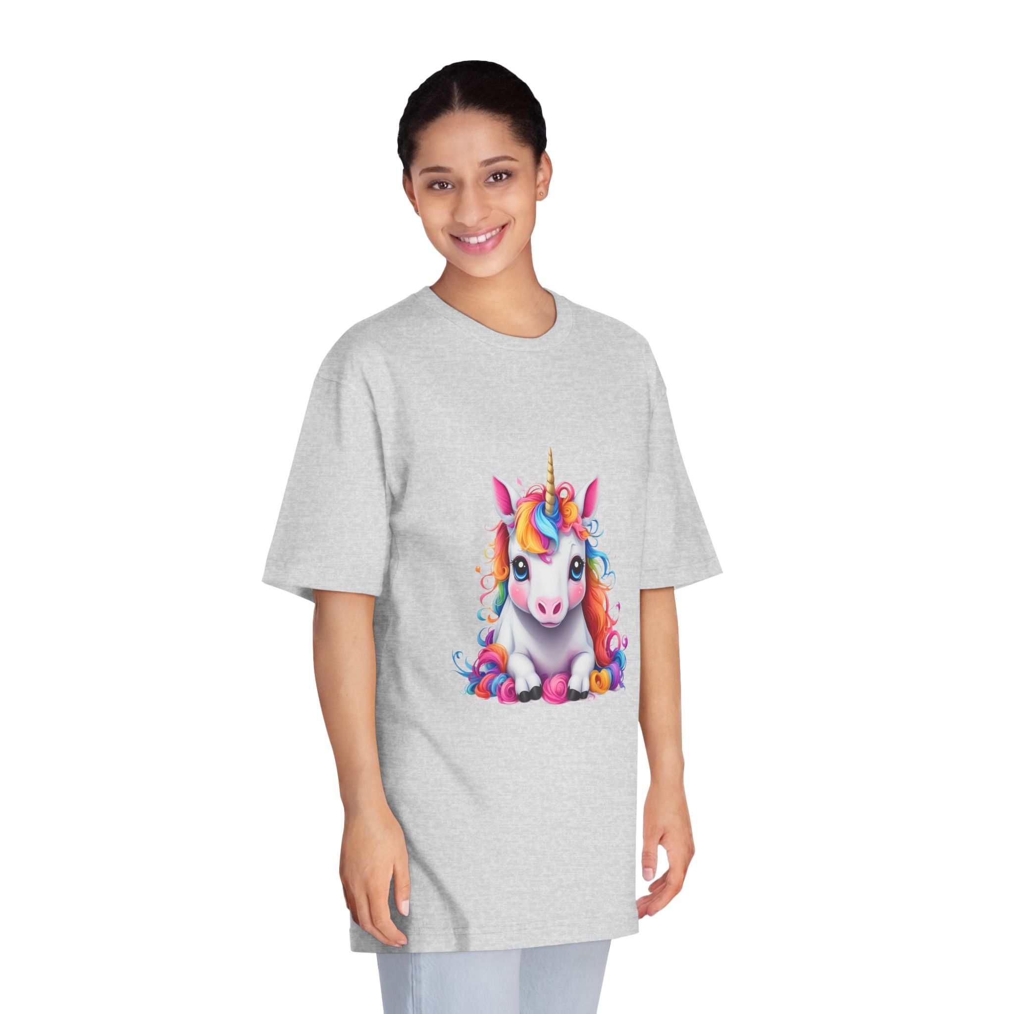 Cute Unicorn With Colorful Hair Isolated White Background Unisex Classic Crewneck T Shirt - Image 15