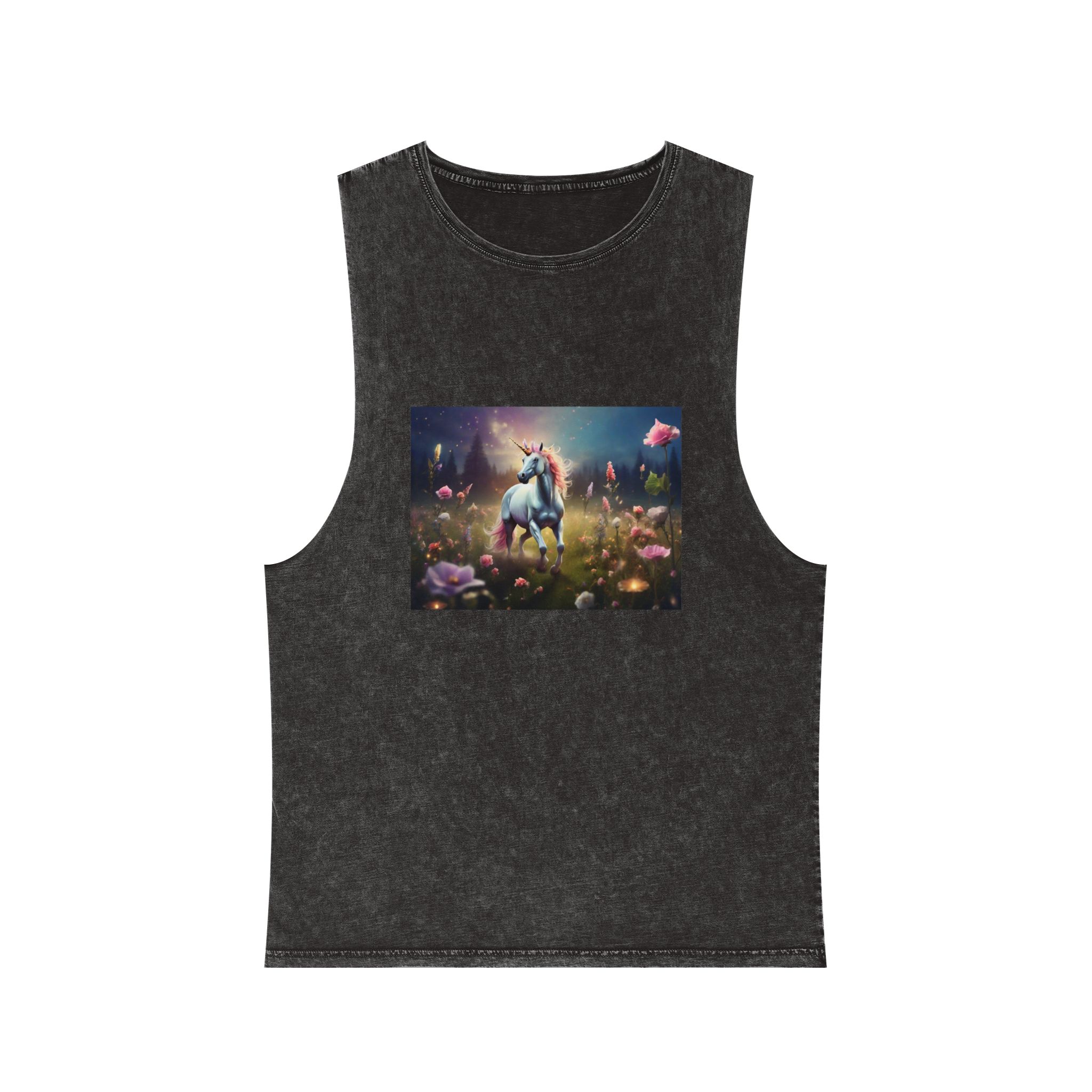 Beautiful Unicorn Running Magical Meadow Unicorn Background Images Whimsical Unicorn (20) Unisex Stonewash Tank Top
