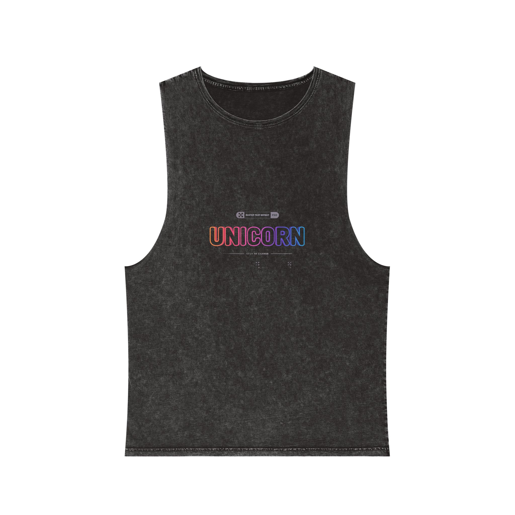 Unicorn Editable Text Effect Font Style Unisex Stonewash Tank Top