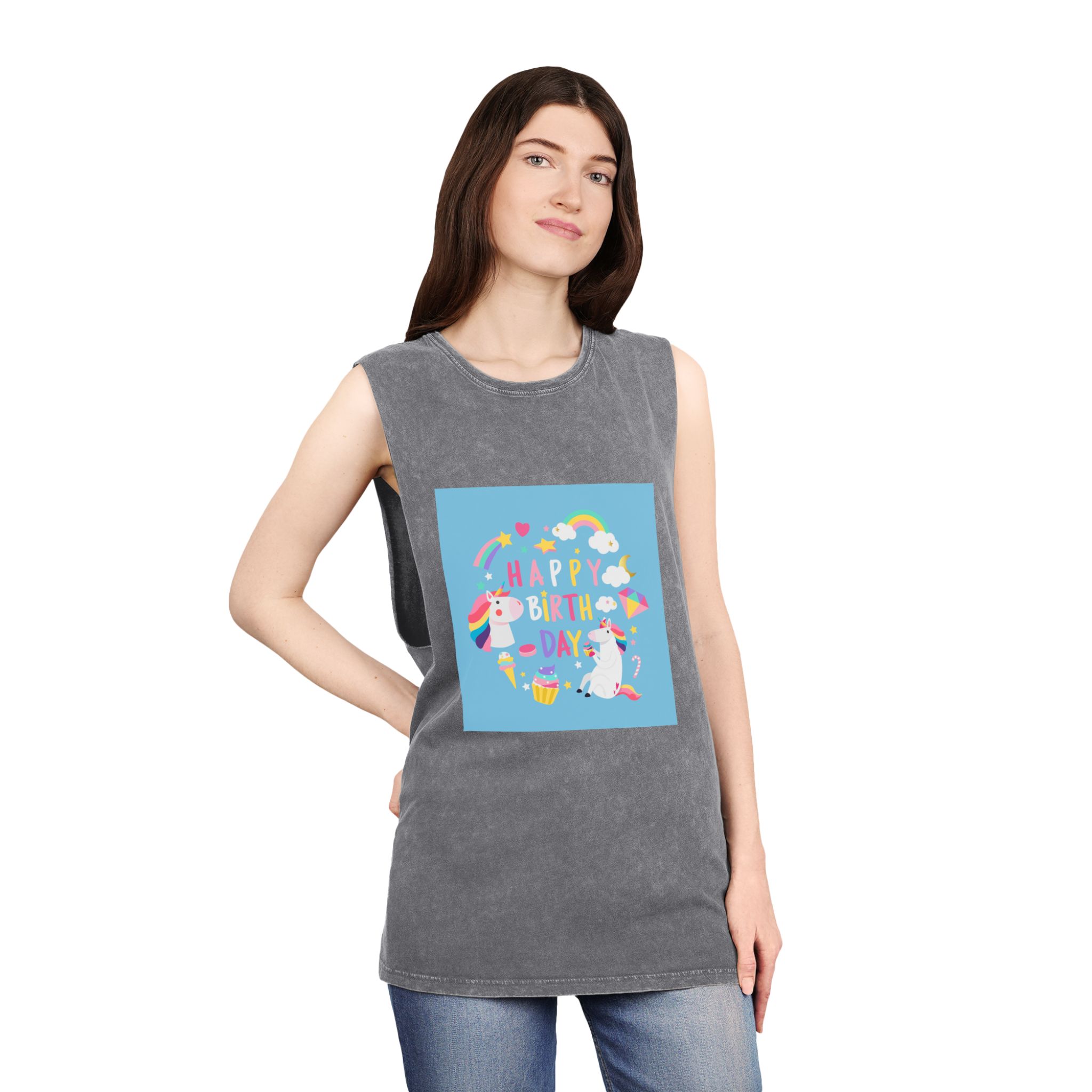 Unicorn V144 Unisex Stonewash Tank Top - Image 12