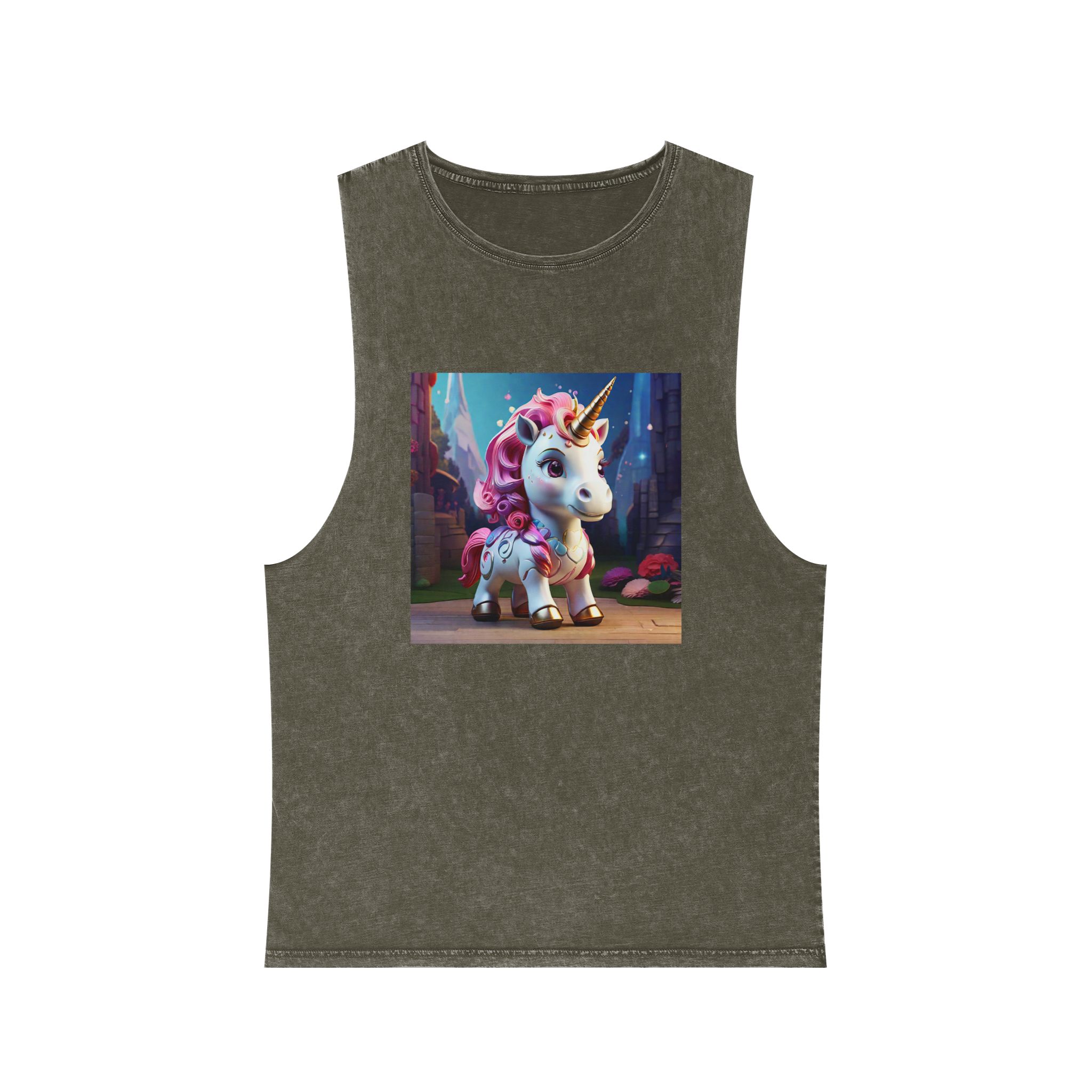 Animated Unicorn Children Generated By Ai (14) Unisex Stonewash Tank Top - Image 5