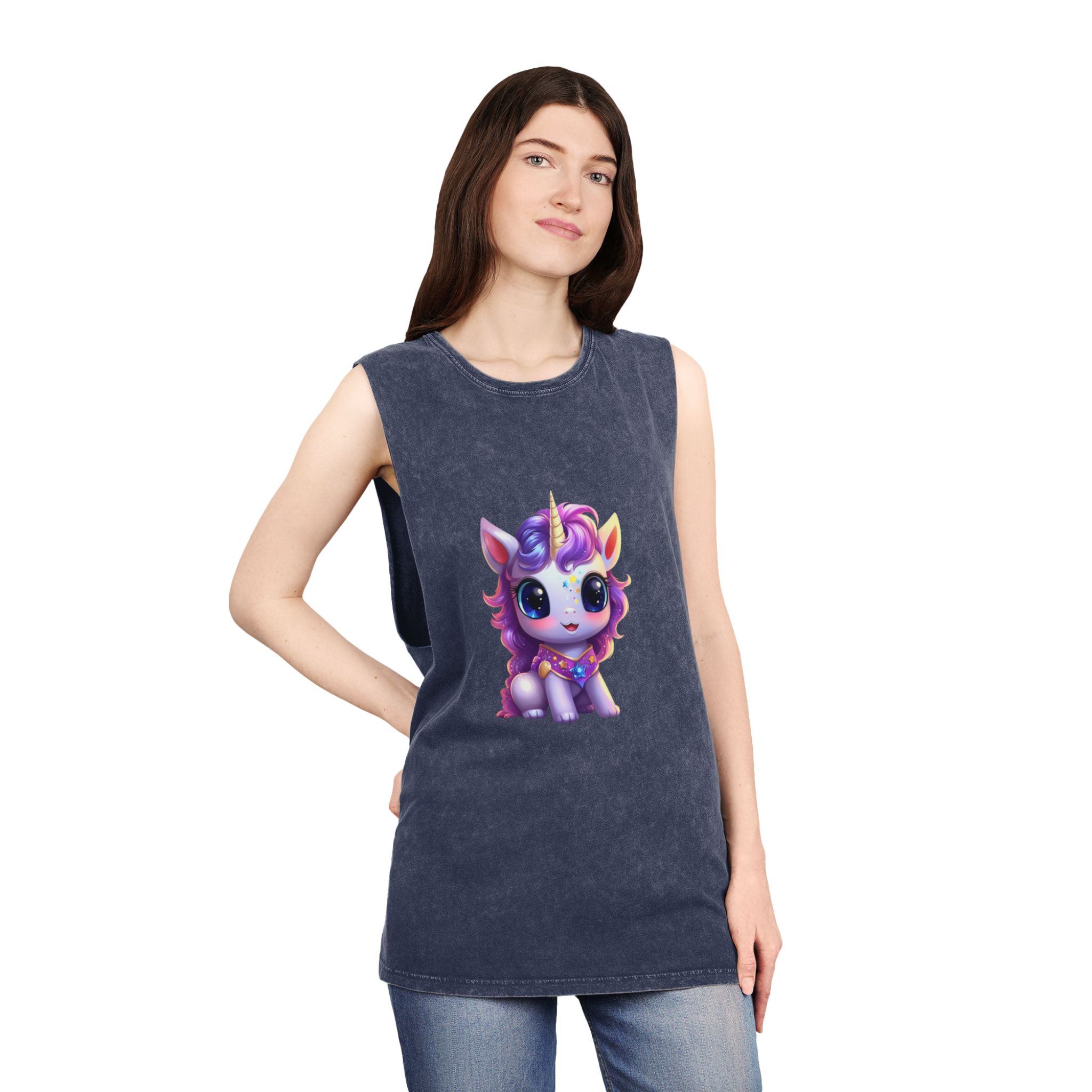 Beautiful Cute Baby Unicorn (4) Unisex Stonewash Tank Top - Image 16