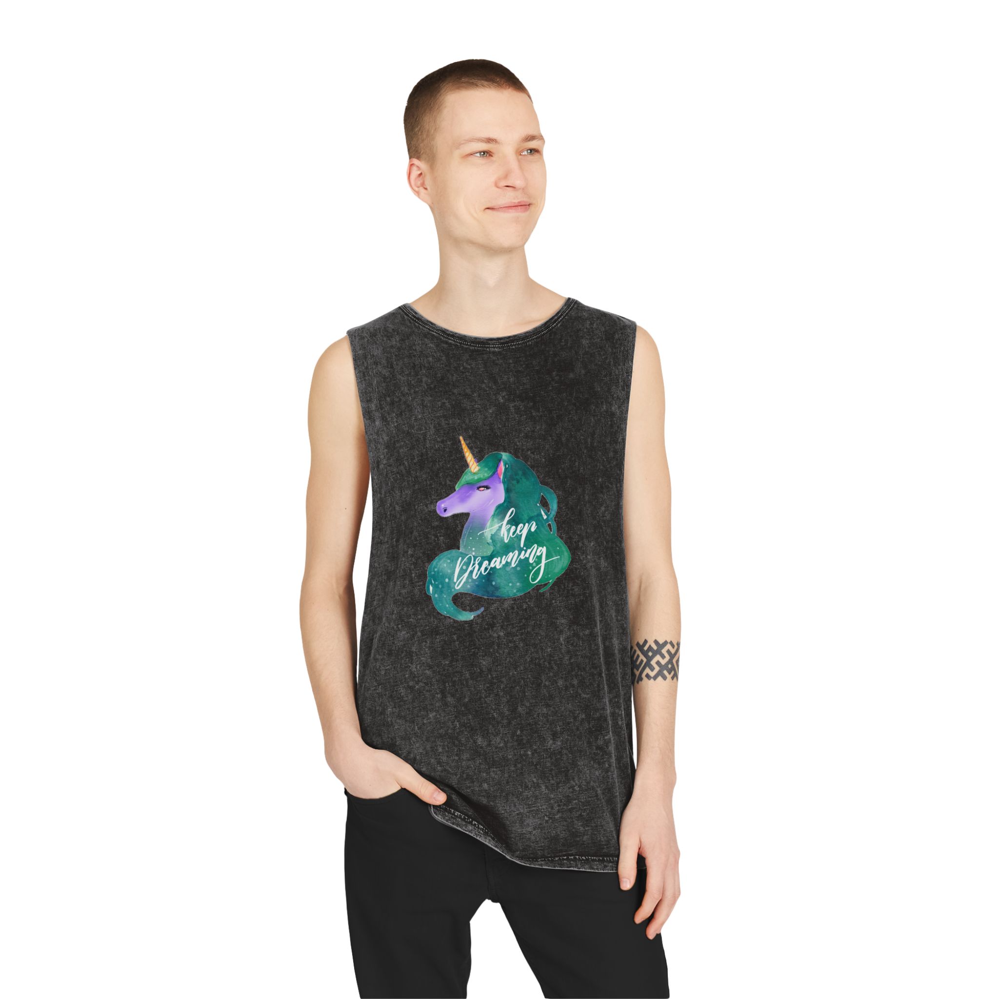 Unicorn V47 Unisex Stonewash Tank Top - Image 3