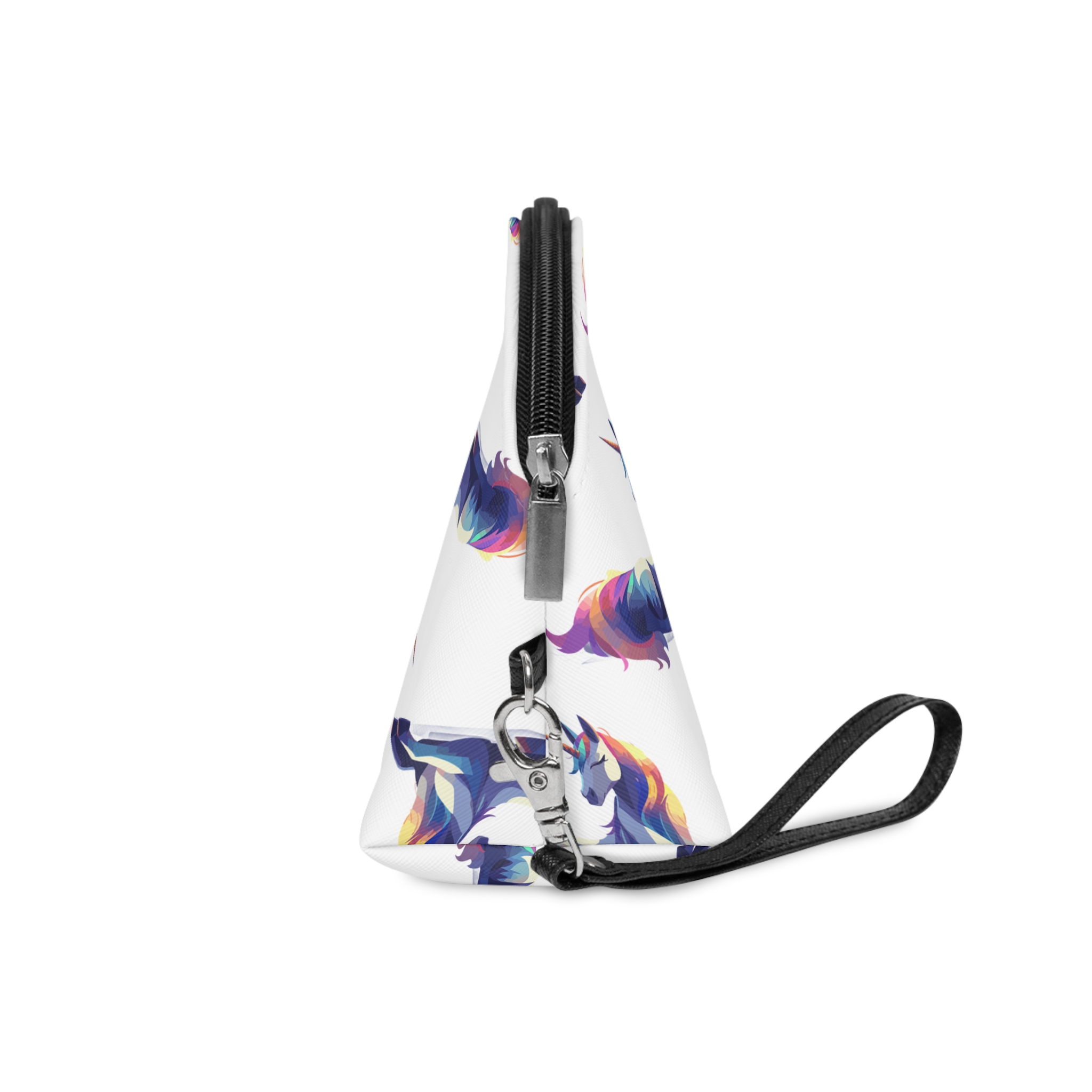 Colorful Unicorn With Unique Hairstyle Horn Sitting Vector Illustration(1) Makeup Bag - Image 3