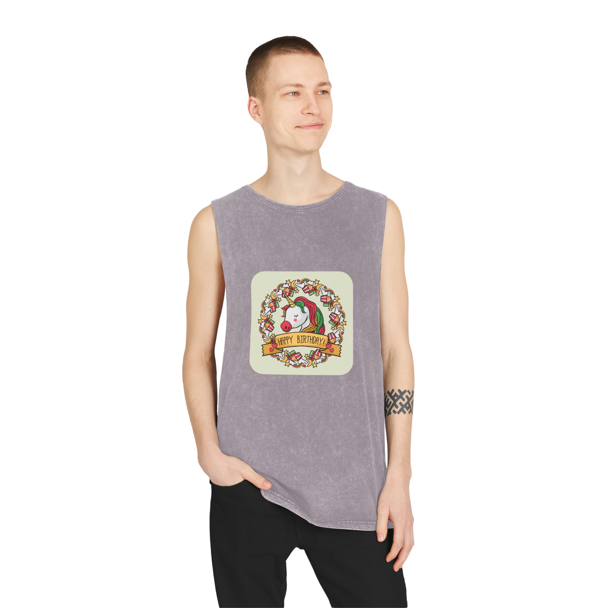 Unicorn V101 Unisex Stonewash Tank Top - Image 19